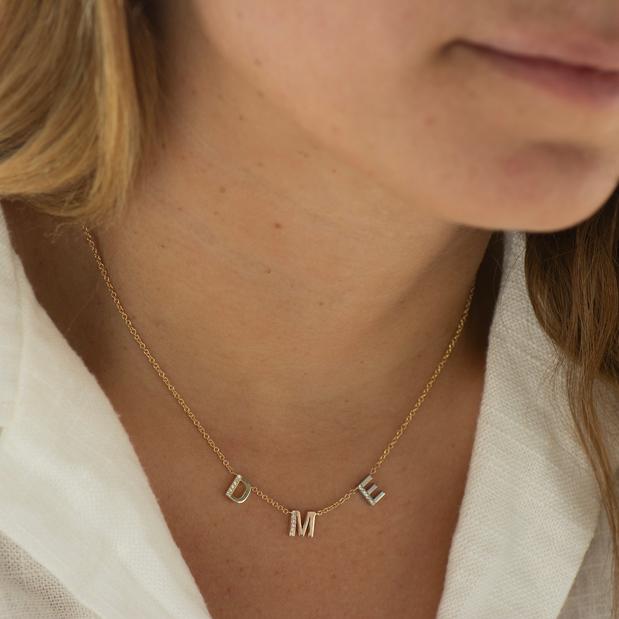 Personalized Necklace - Multicolored Initial/s with Diamonds