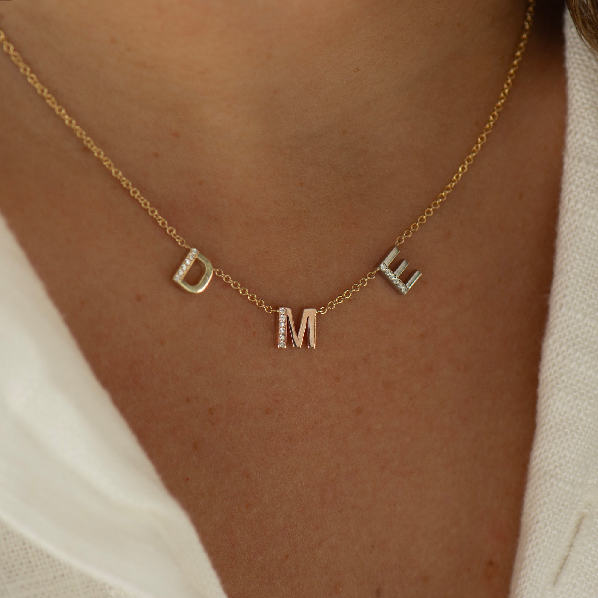 Personalized Necklace - Multicolored Initial/s with Diamonds