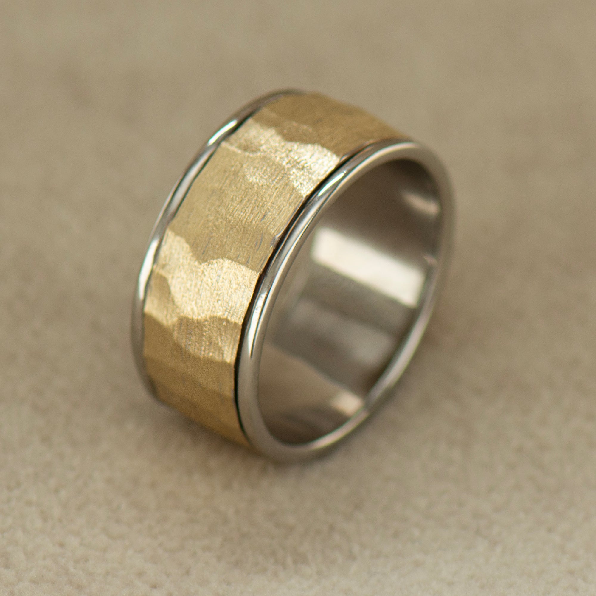 10MM Wide Hammered Men's Ring