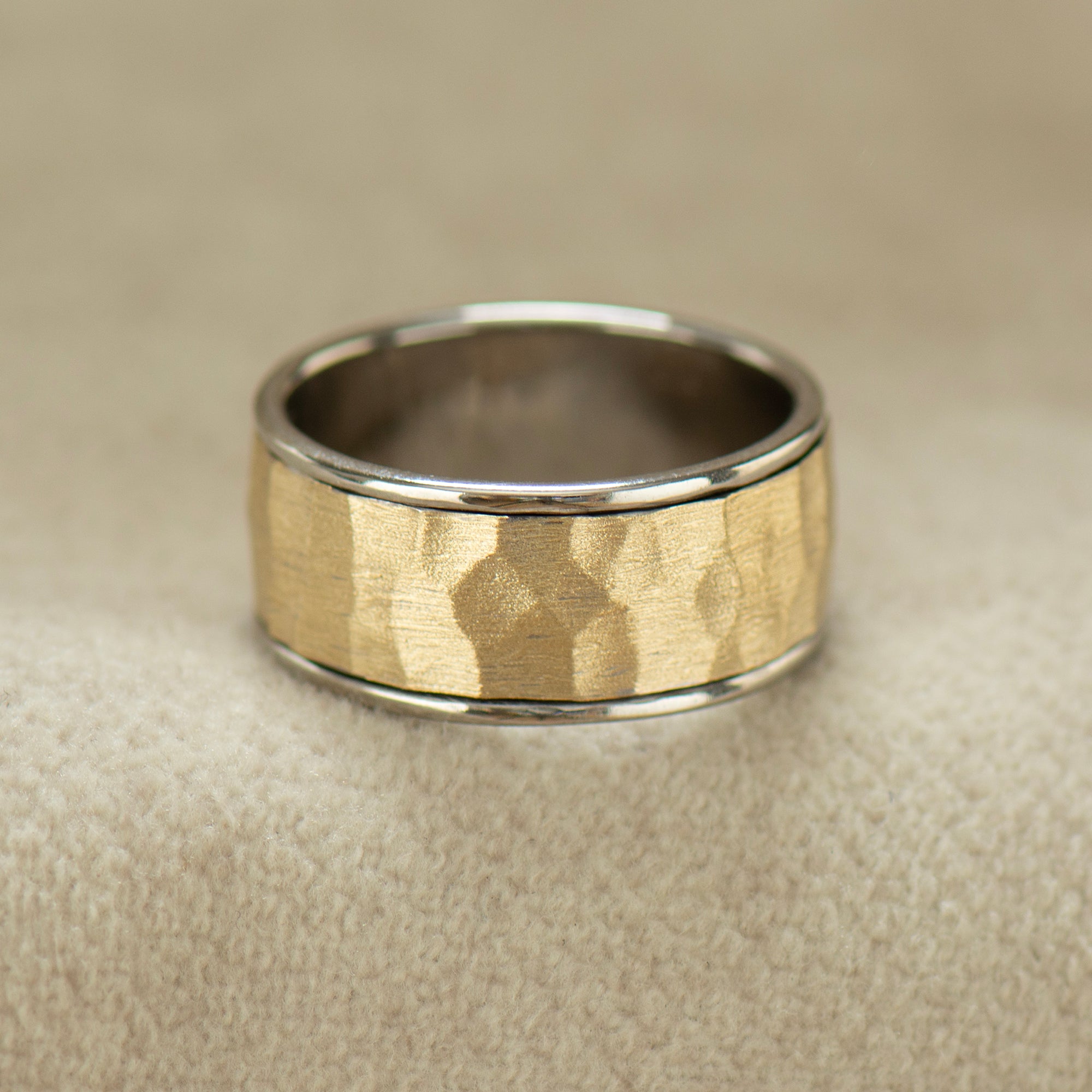 10MM Wide Hammered Men's Ring