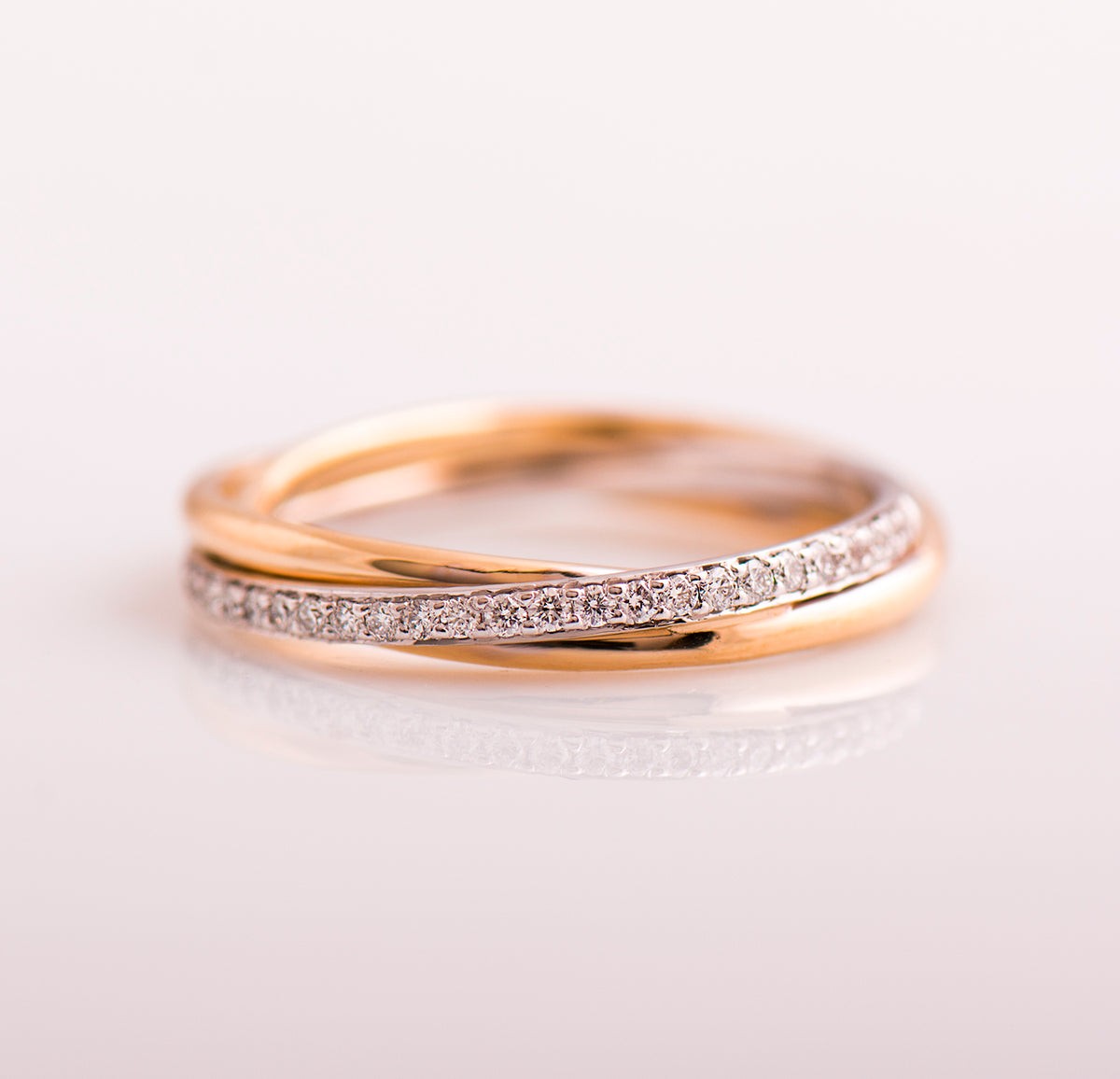 Two Tone Three Bands Interlocking Ring