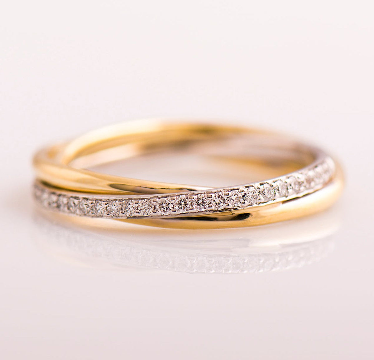 Two Tone Three Bands Interlocking Ring