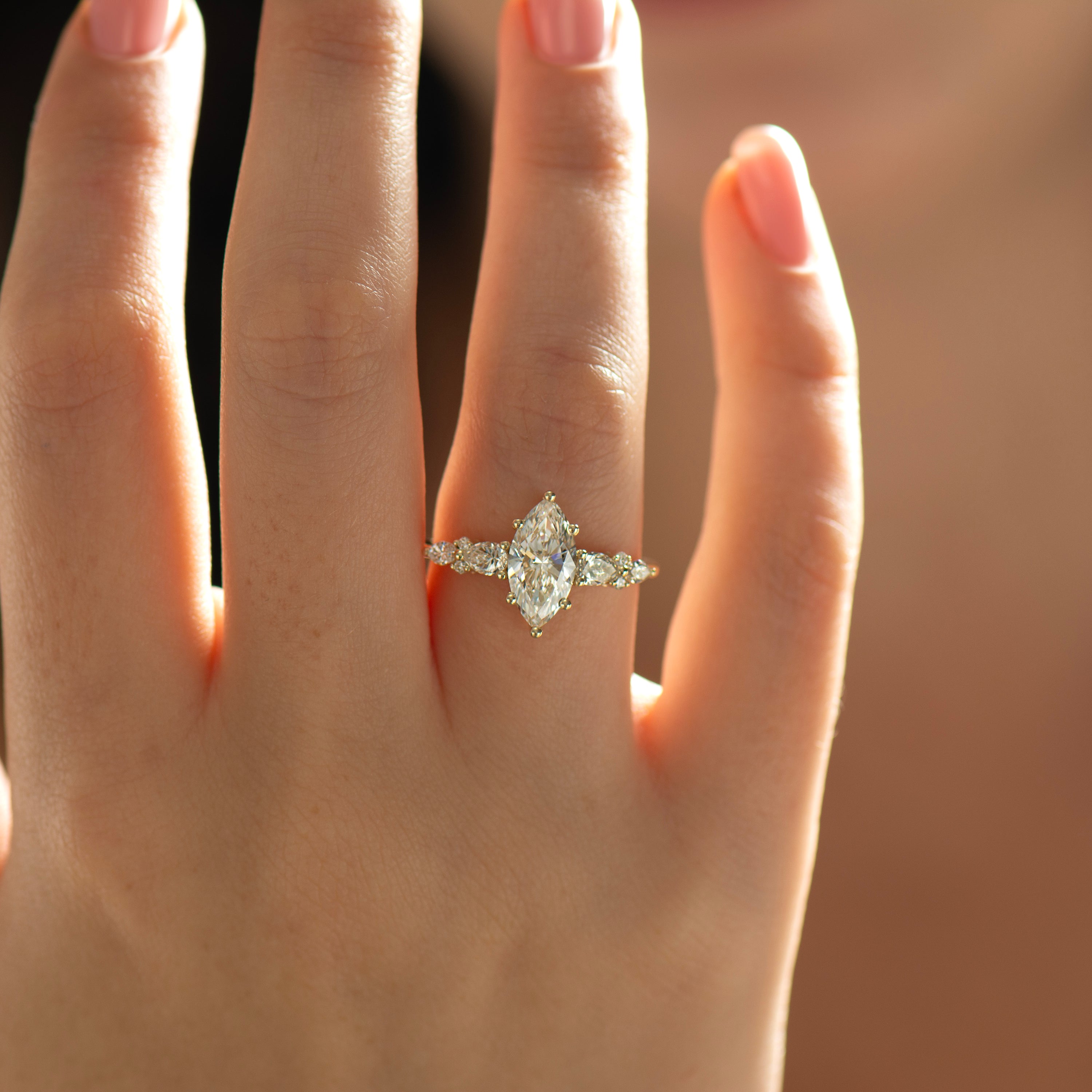 Marquise Lab Diamond Engagement Ring