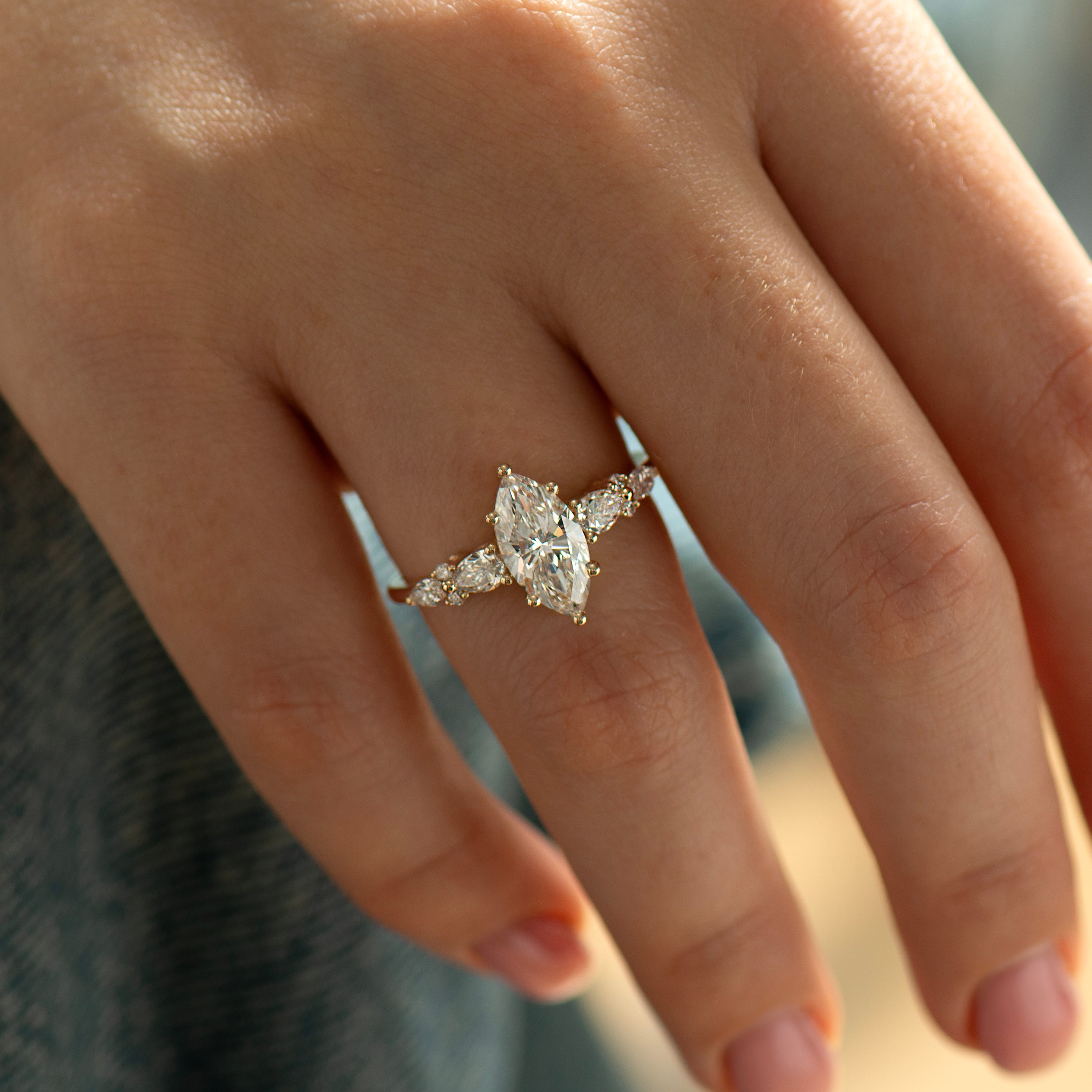 Marquise Lab Diamond Engagement Ring