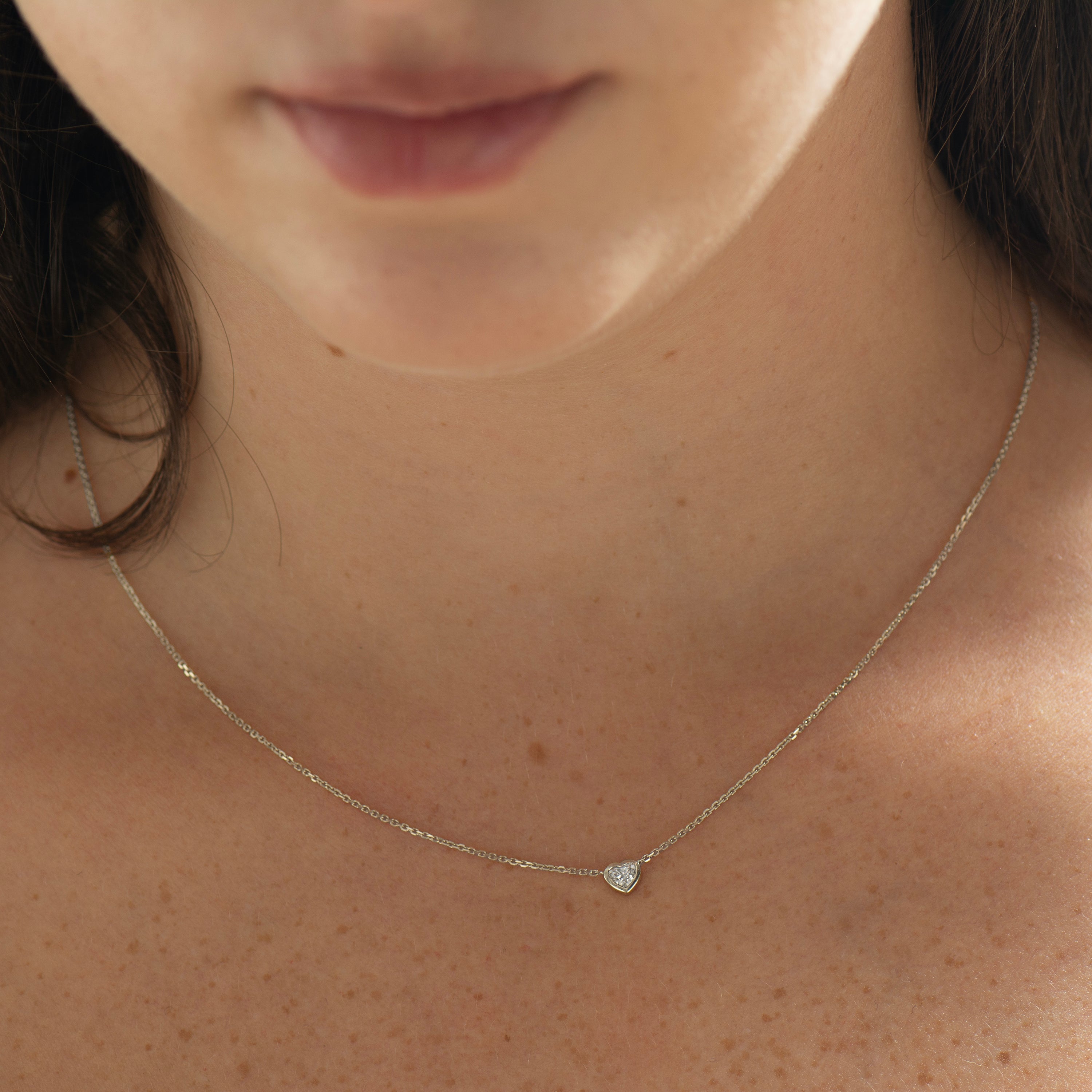 Heart Diamond Bezel Necklace