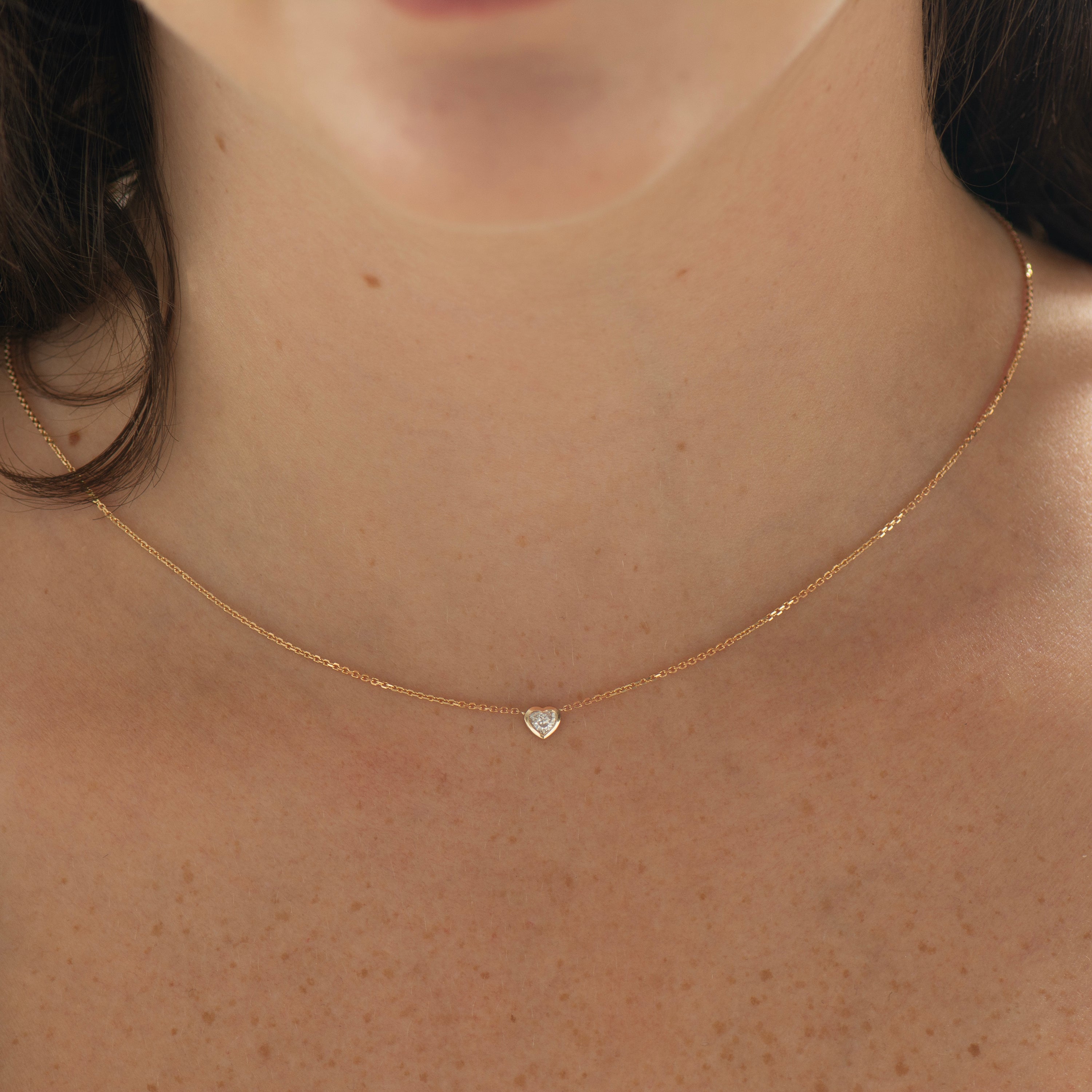 Heart Diamond Bezel Necklace
