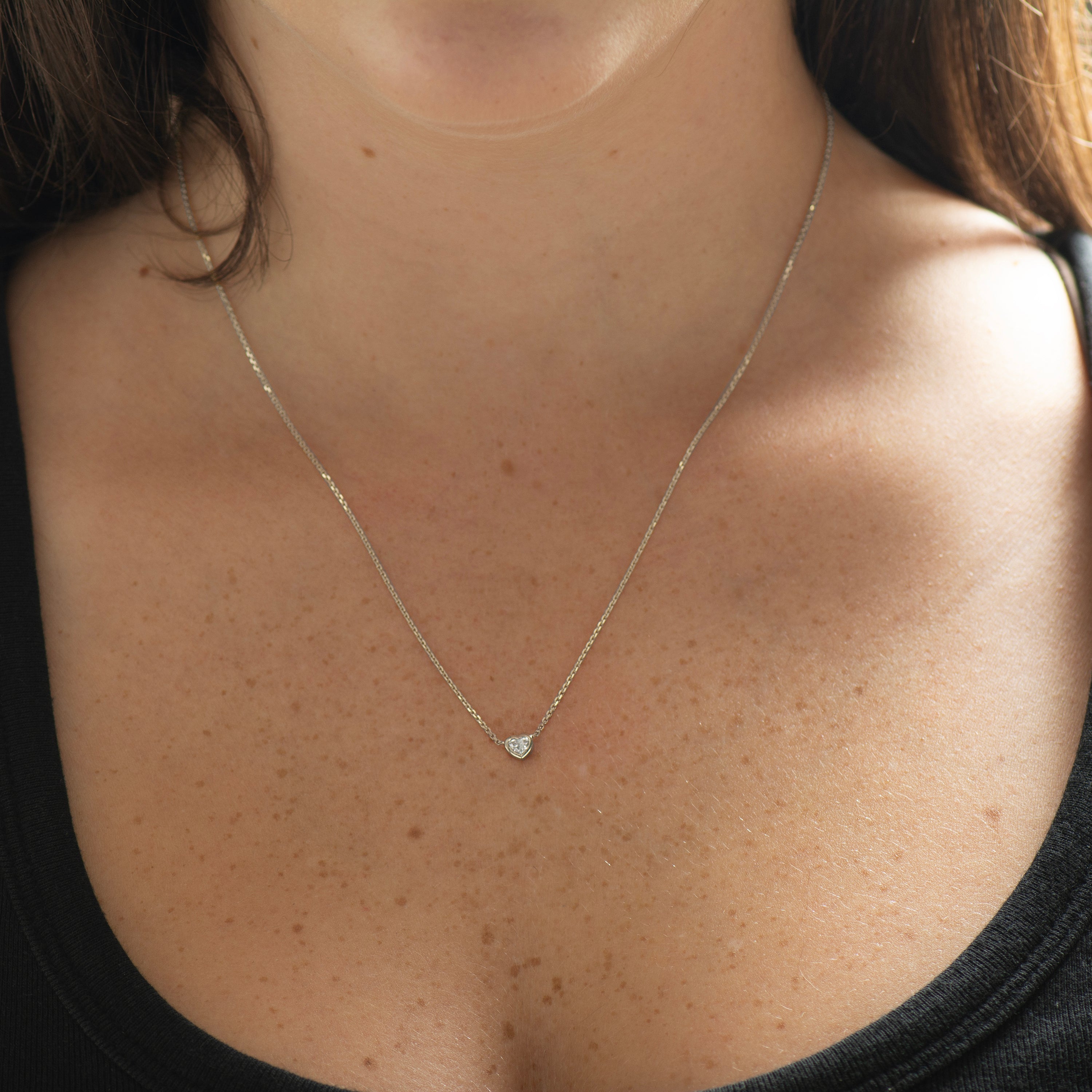 Heart Diamond Bezel Necklace