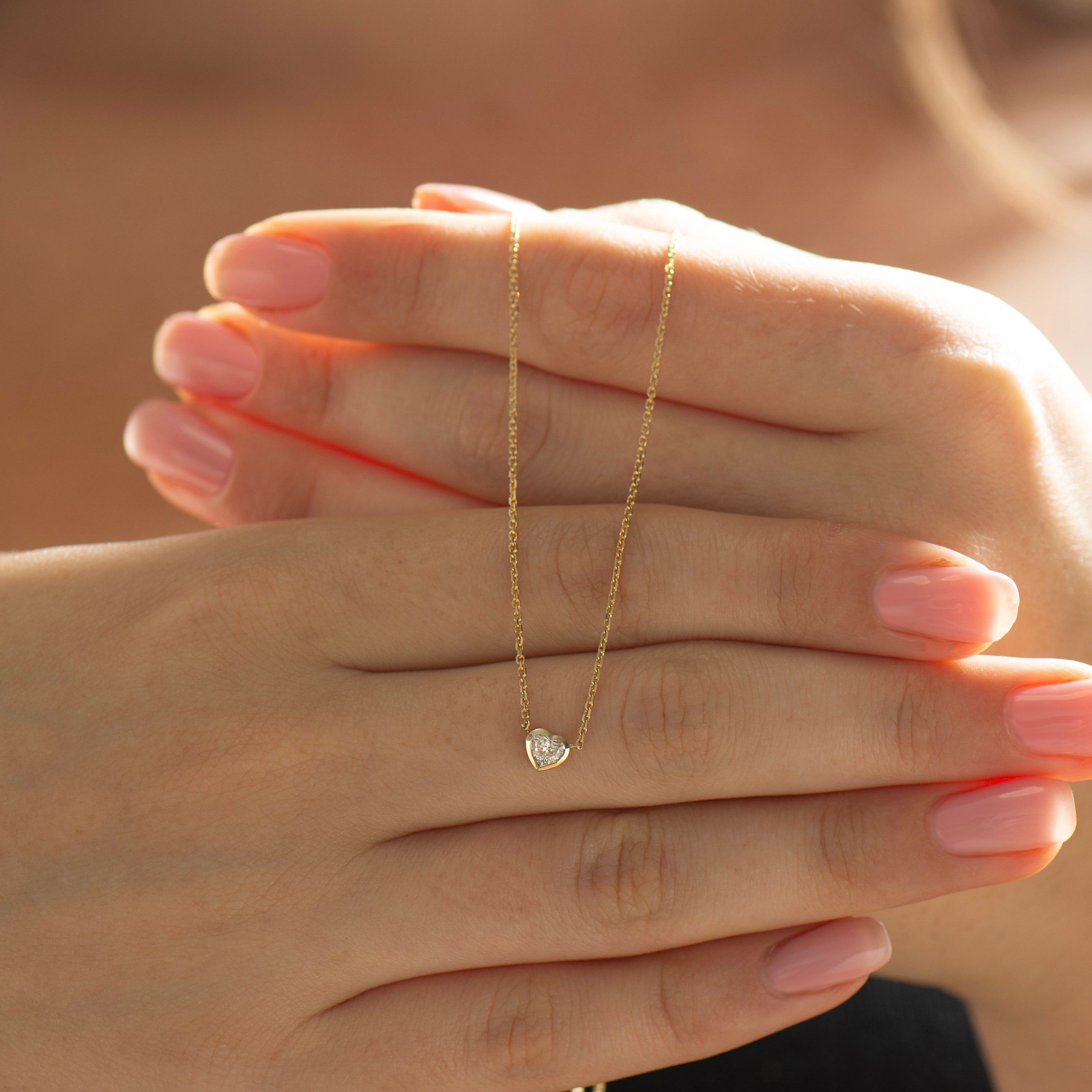 Heart Diamond Bezel Necklace