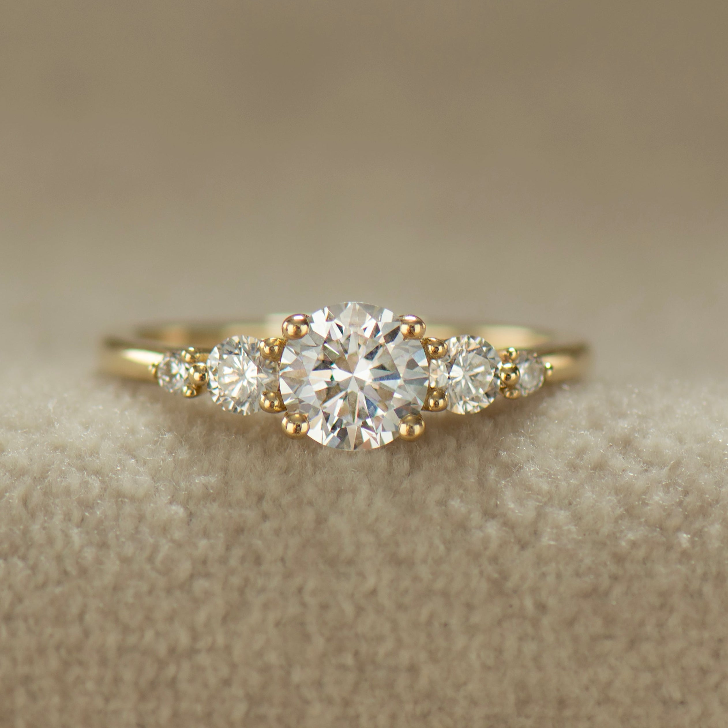 Five Diamonds Engagement Ring