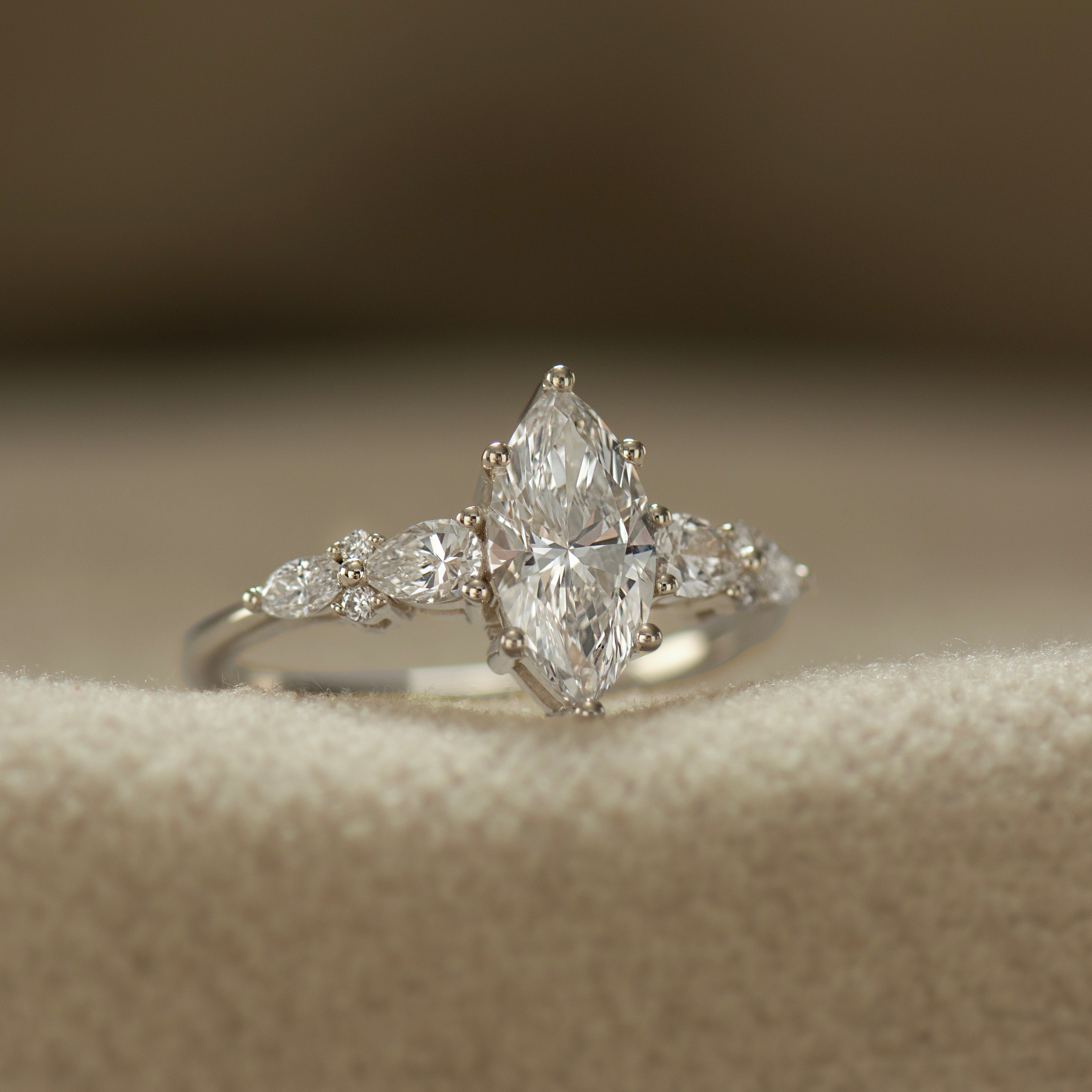 Marquise Lab Diamond Engagement Ring
