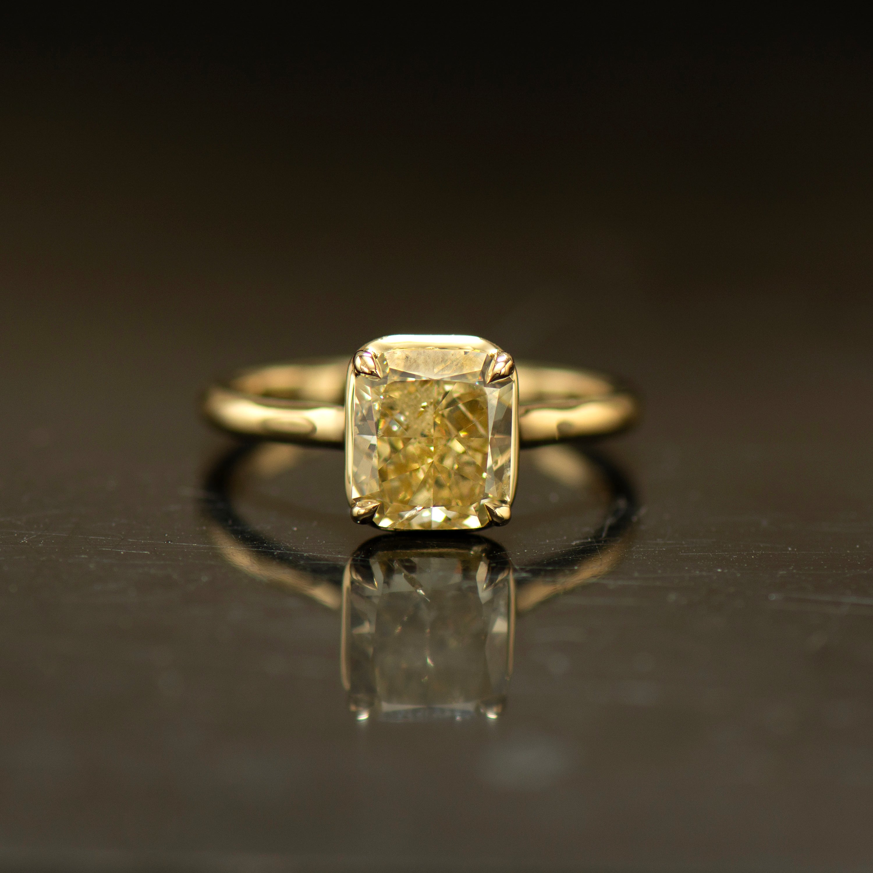 Yellow Radiant Lab Diamond Ring