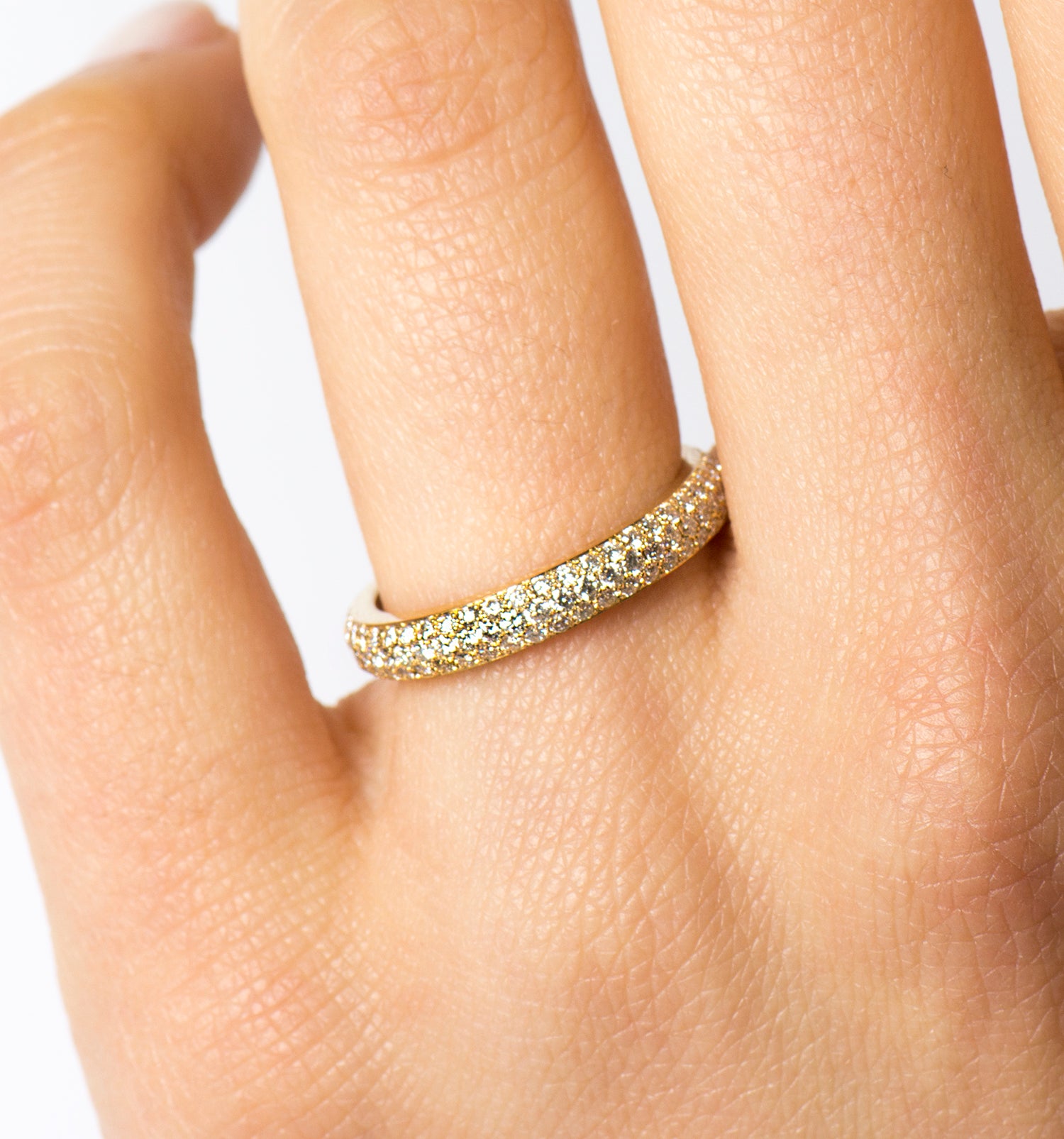 3 Row Micro Pavé Diamond Ring