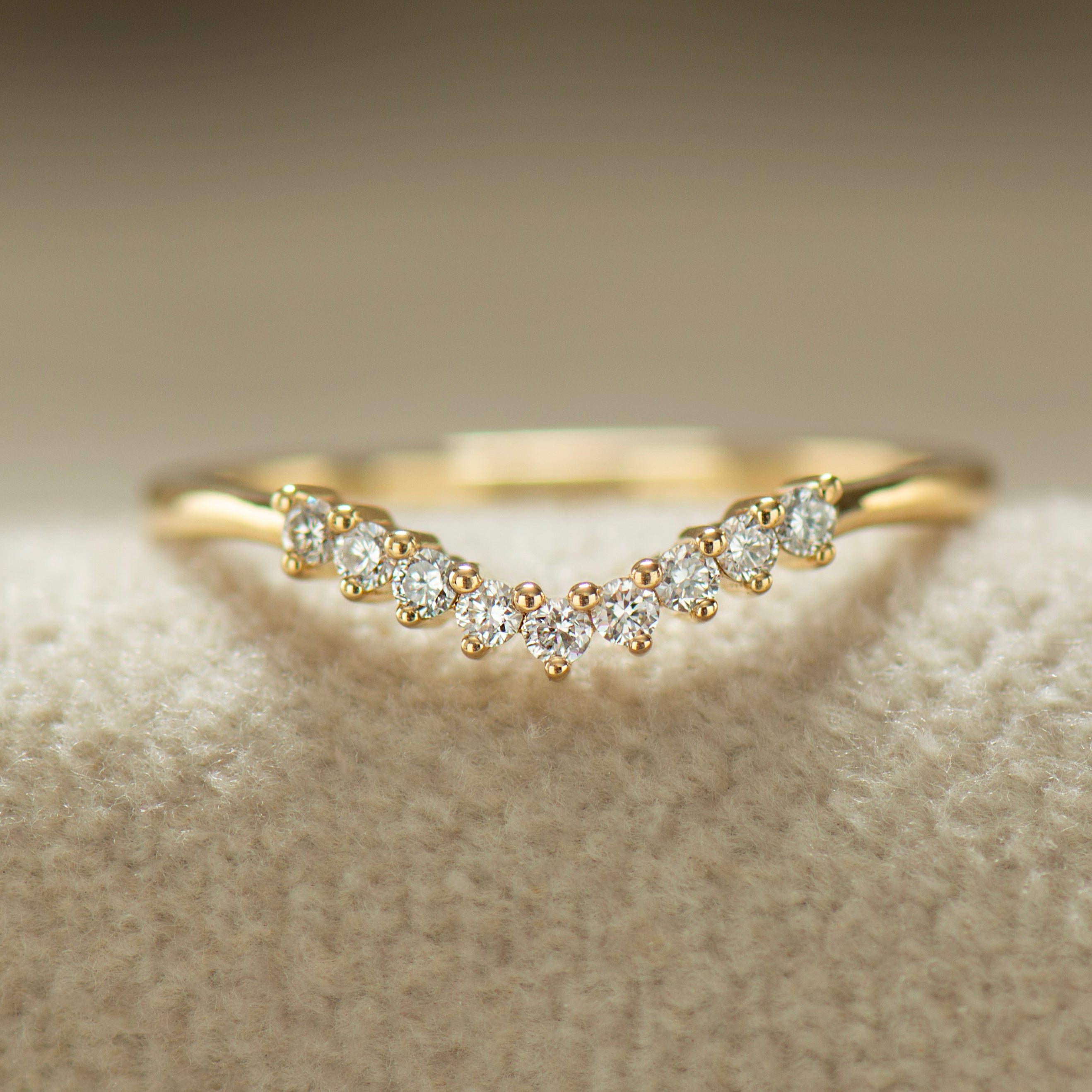 Curved Nine Diamonds Matching Ring