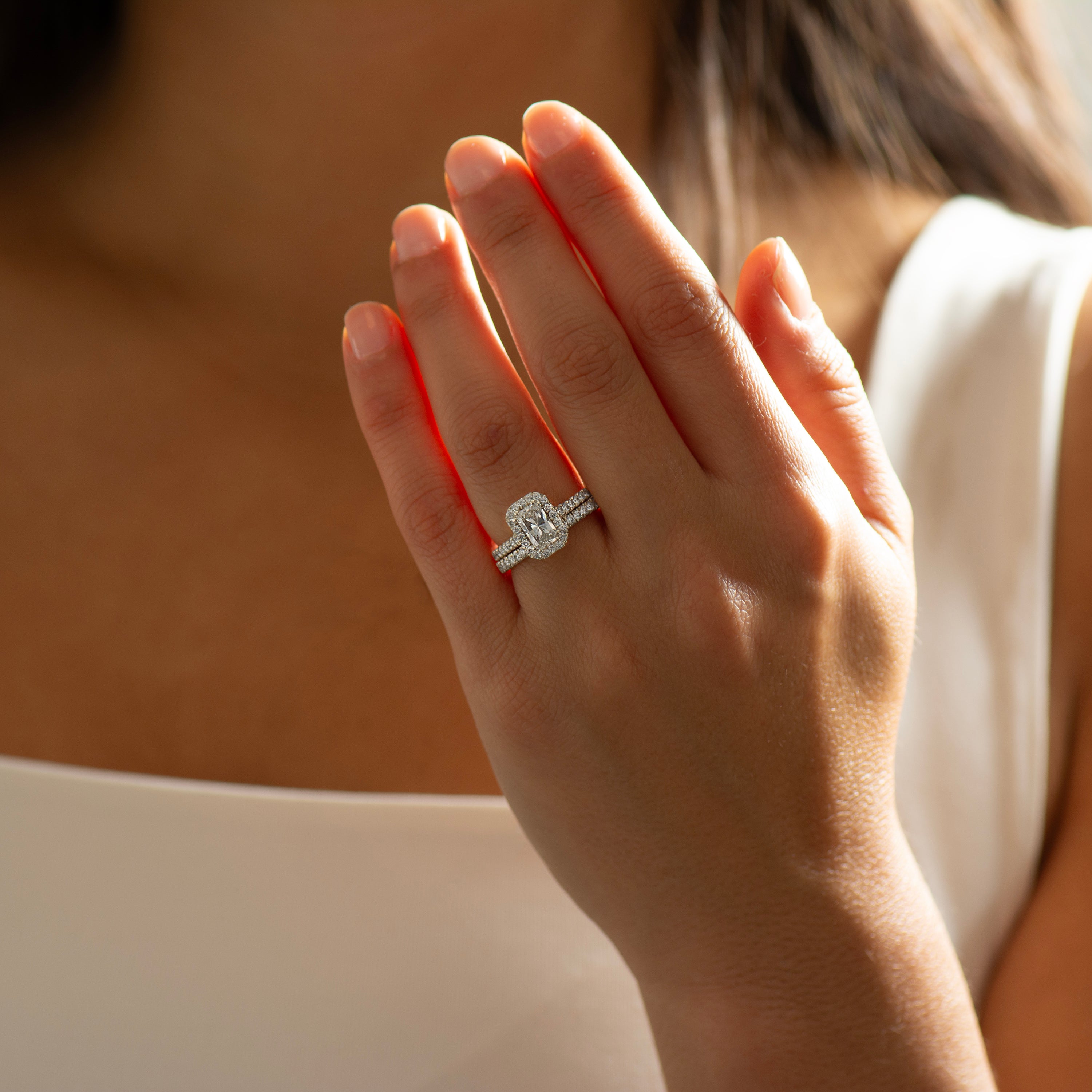 Radiant Cut Diamond Halo Ring