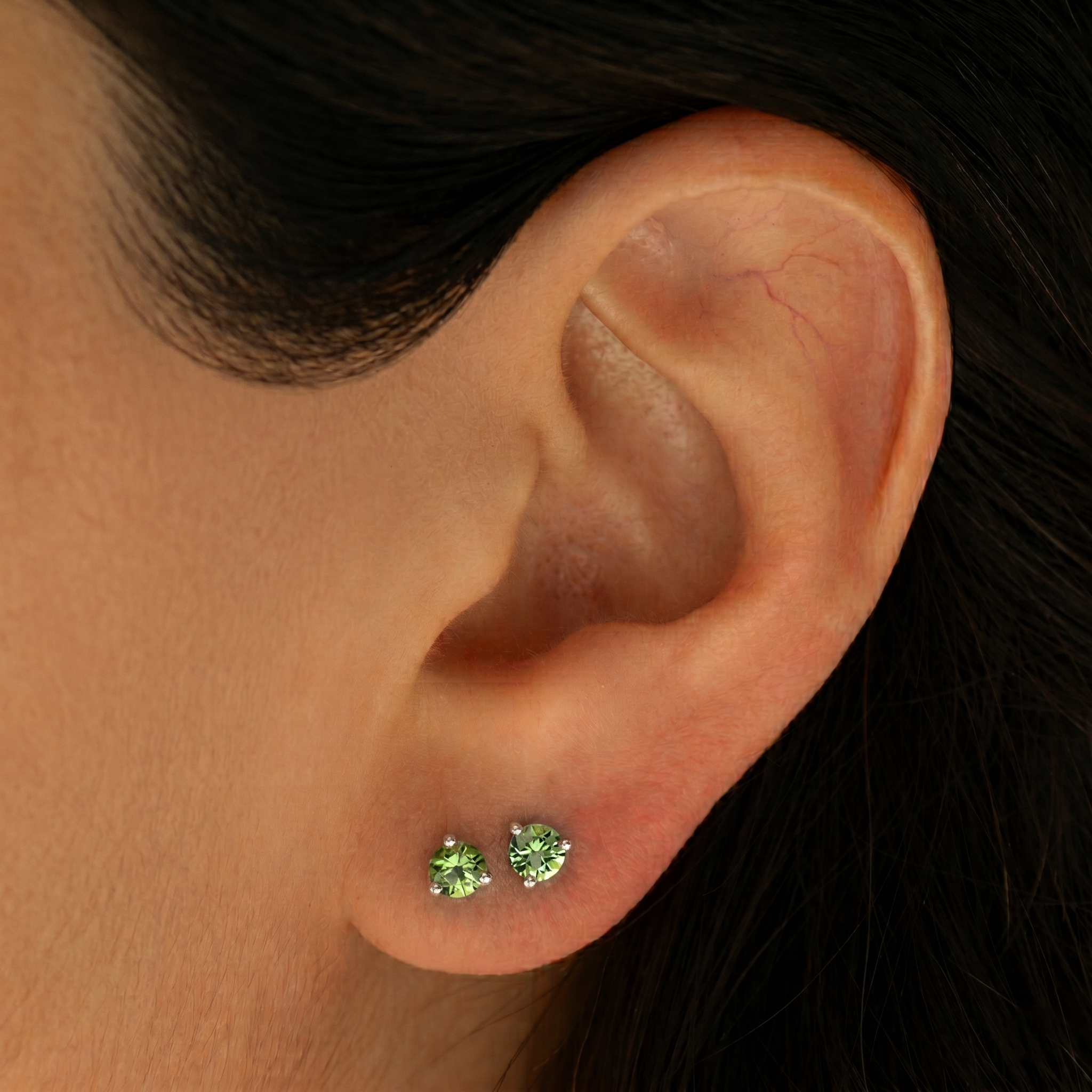 Green Sapphire Stud Earrings