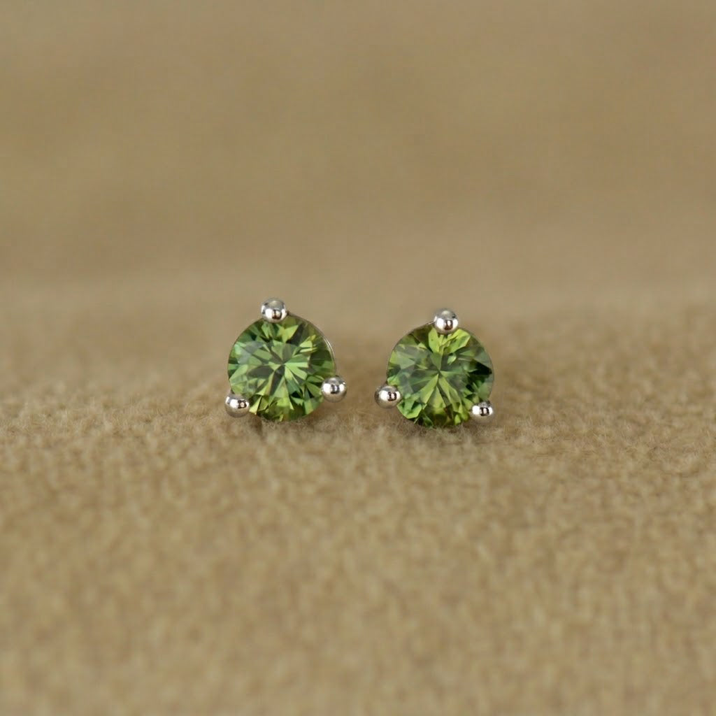 Green Sapphire Stud Earrings