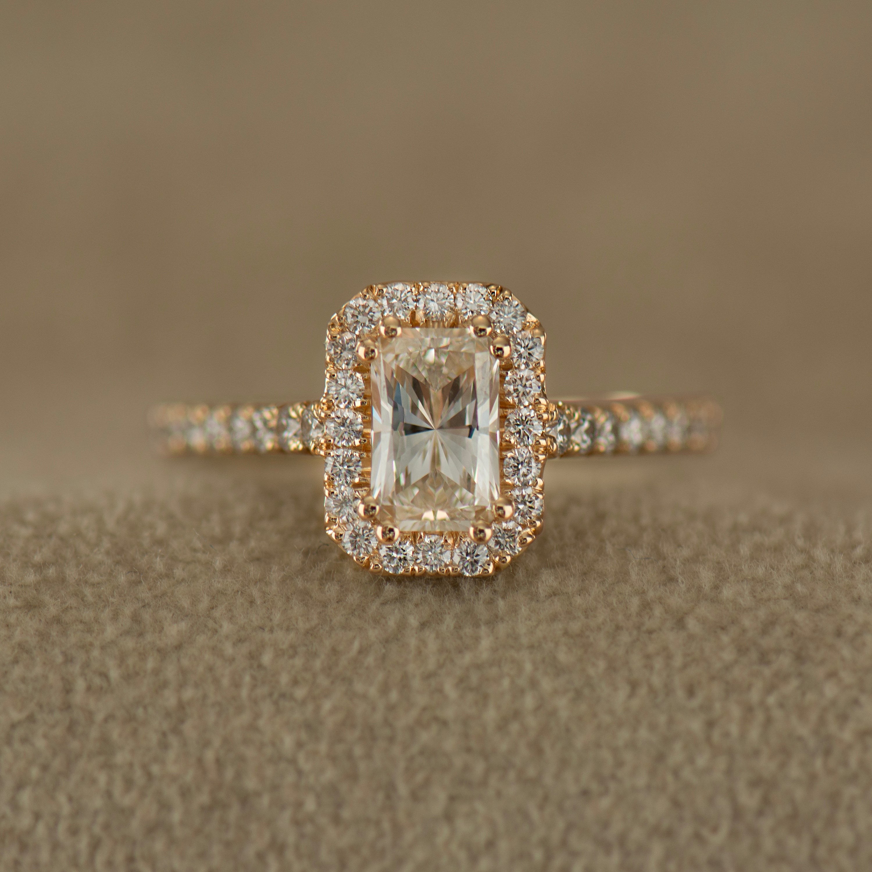 Radiant Cut Diamond Halo Ring
