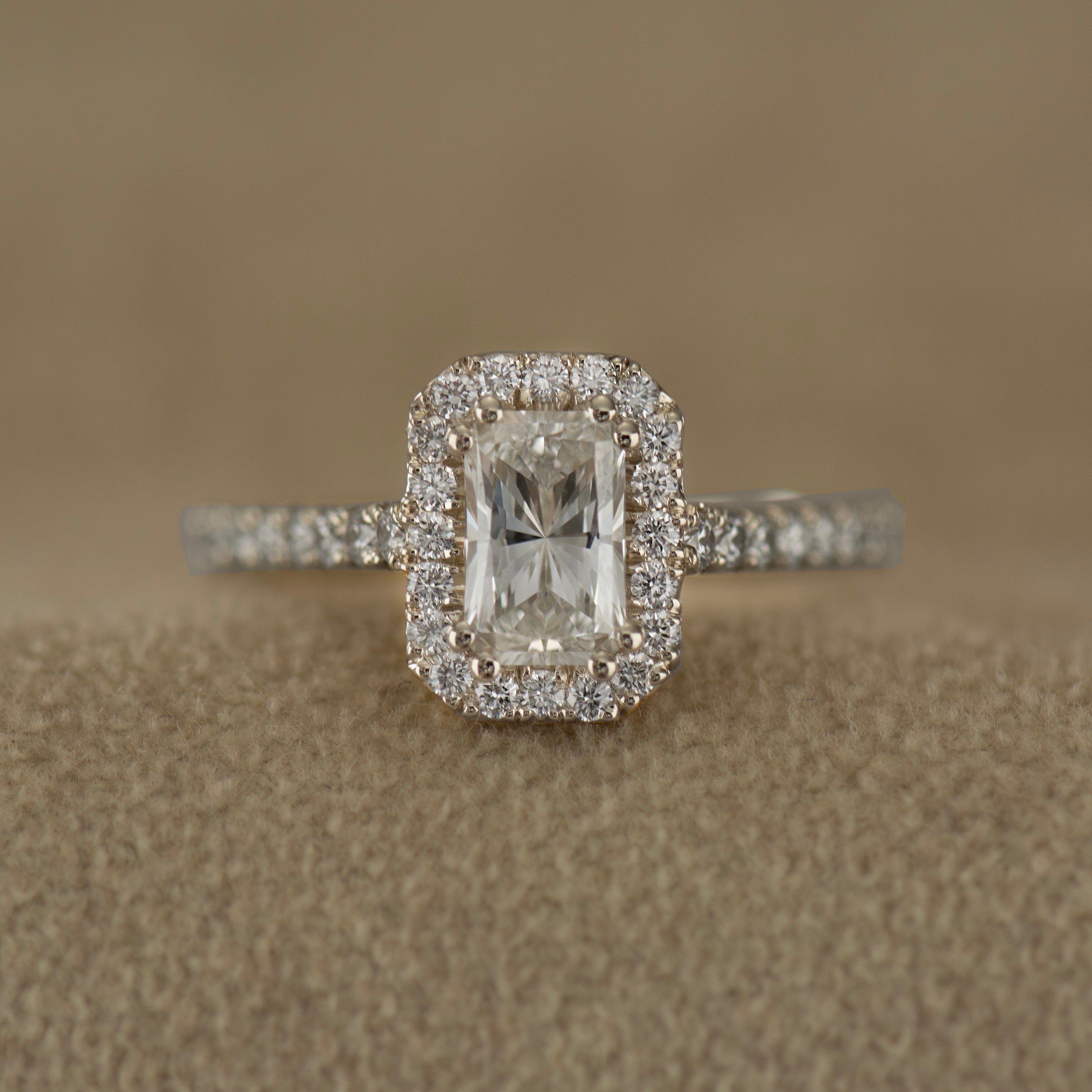Radiant Cut Diamond Halo Ring