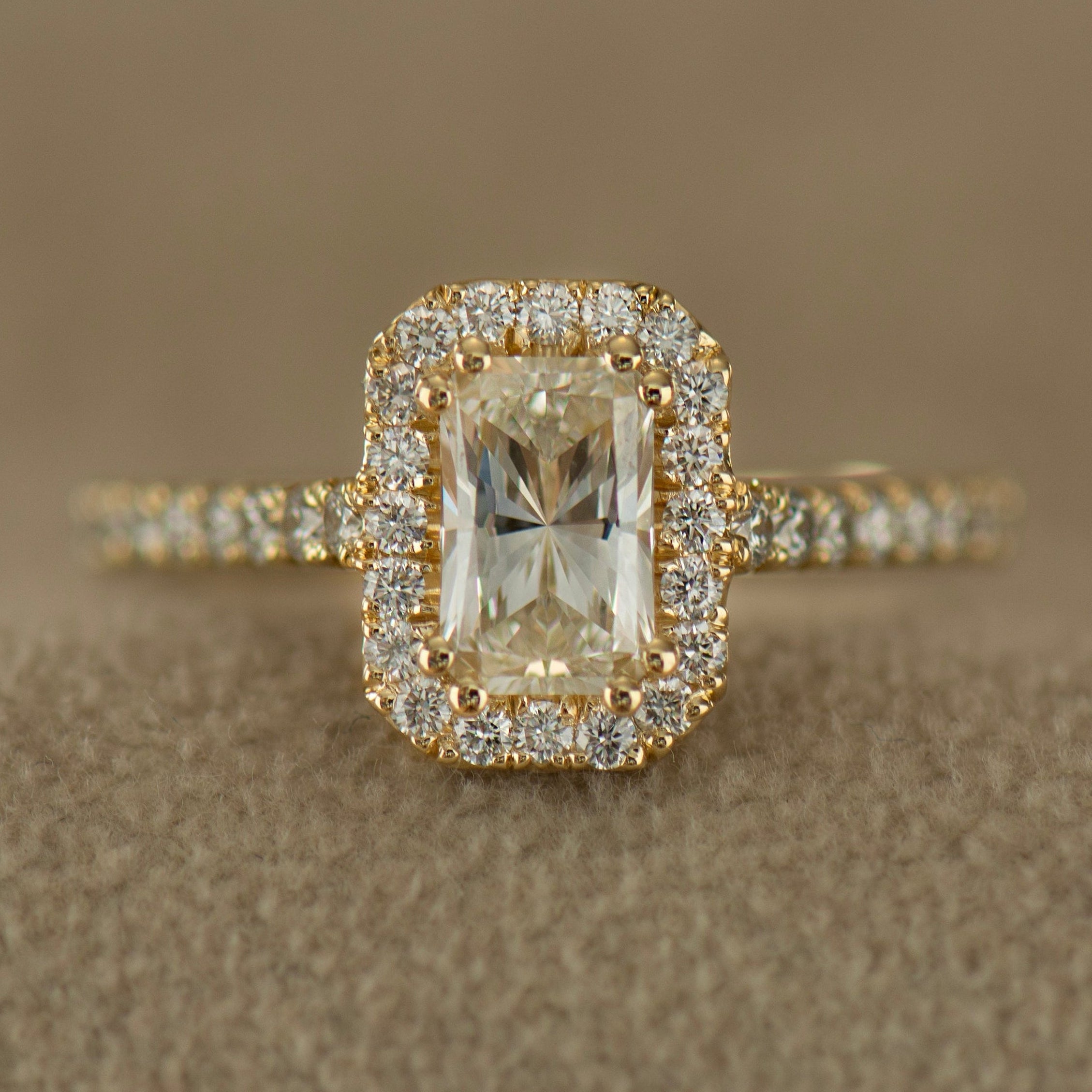 Radiant Cut Diamond Halo Ring