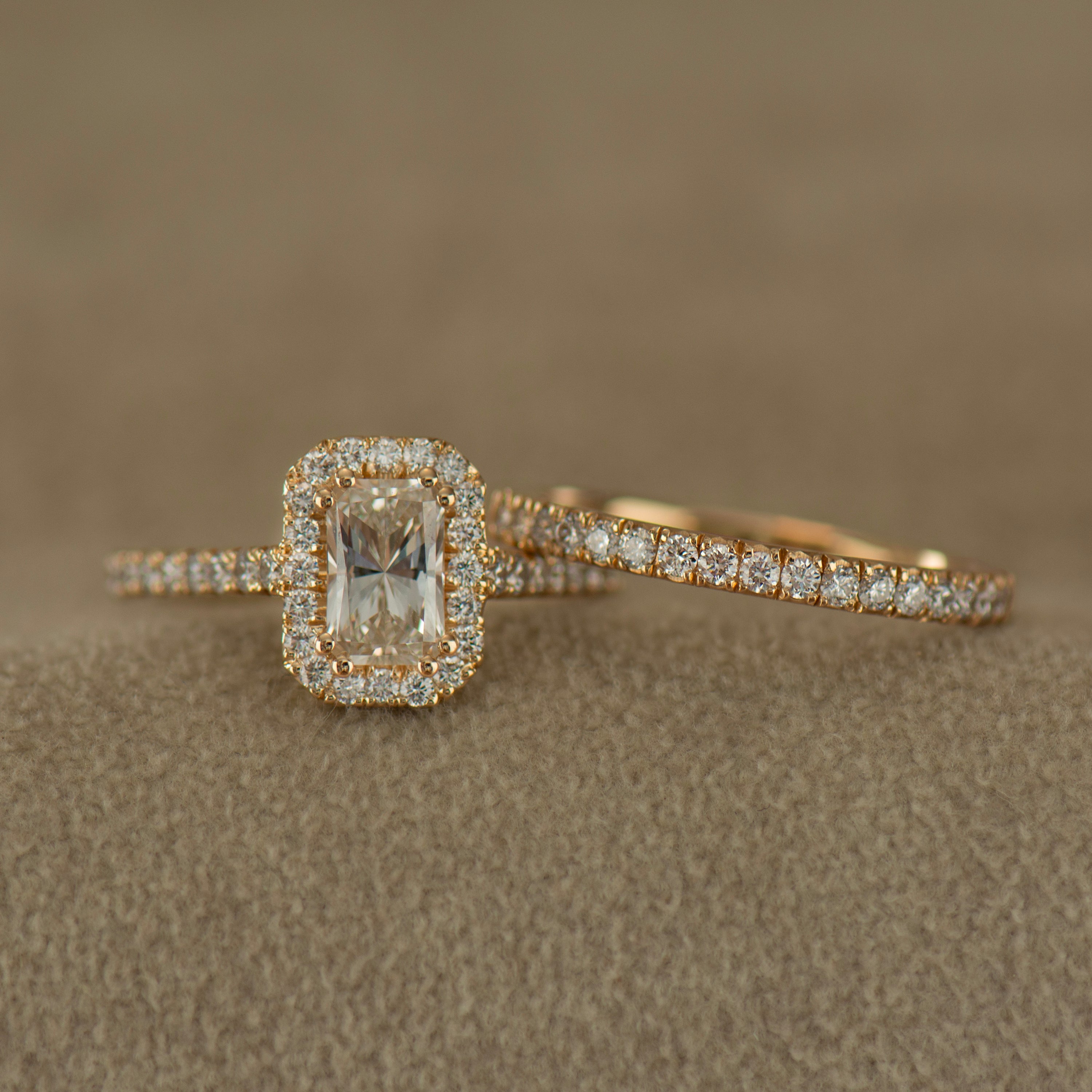 Radiant Cut Diamond Halo Ring