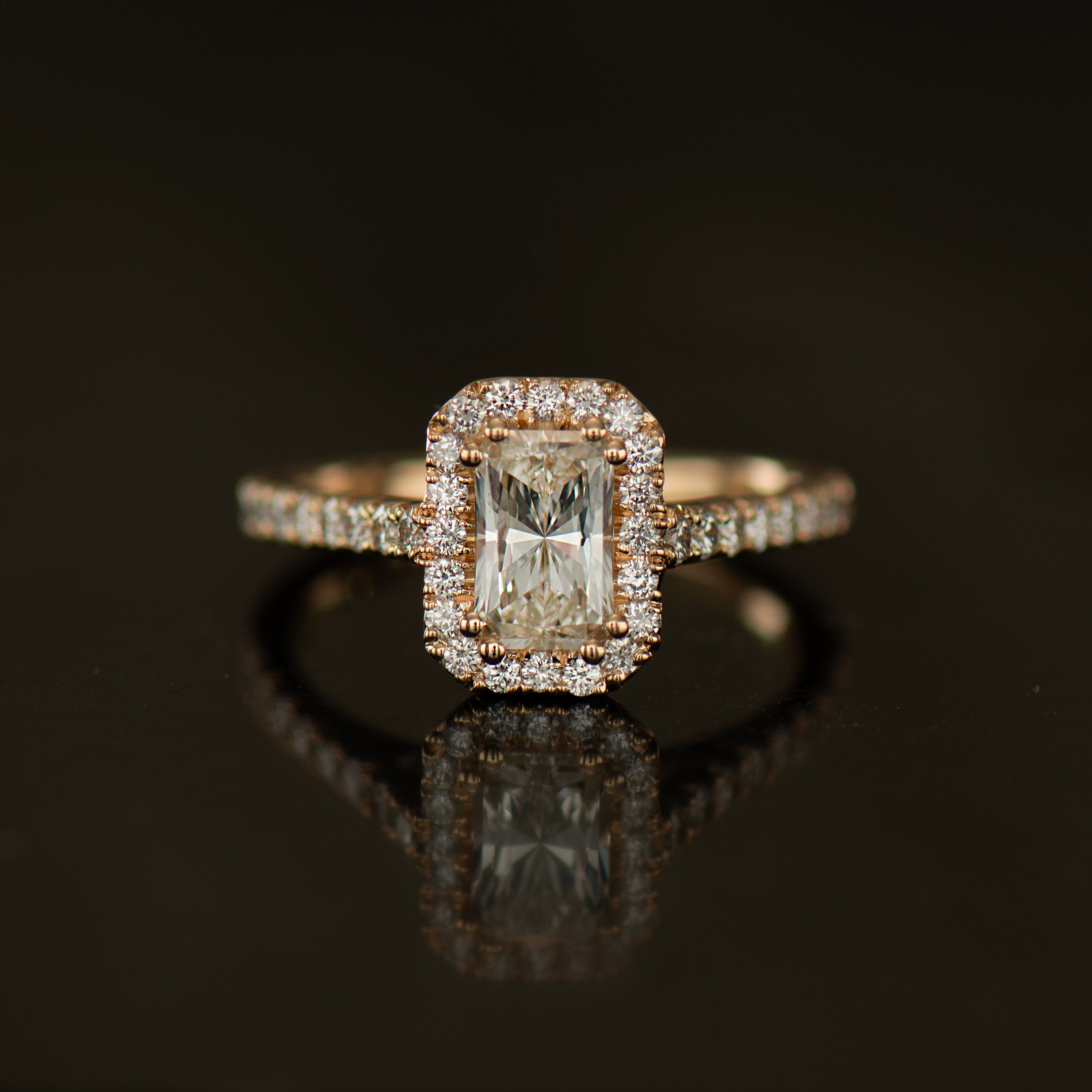 Radiant Cut Diamond Halo Ring