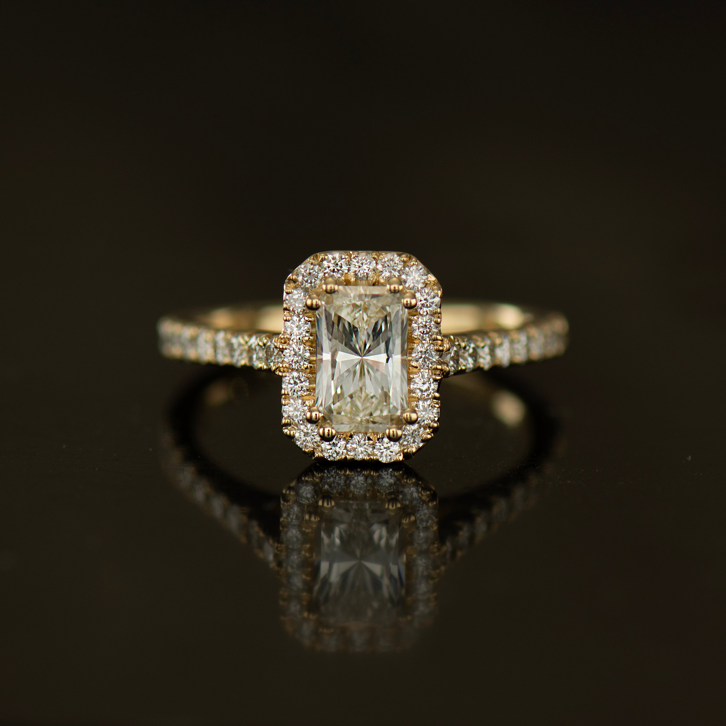 Radiant Cut Diamond Halo Ring