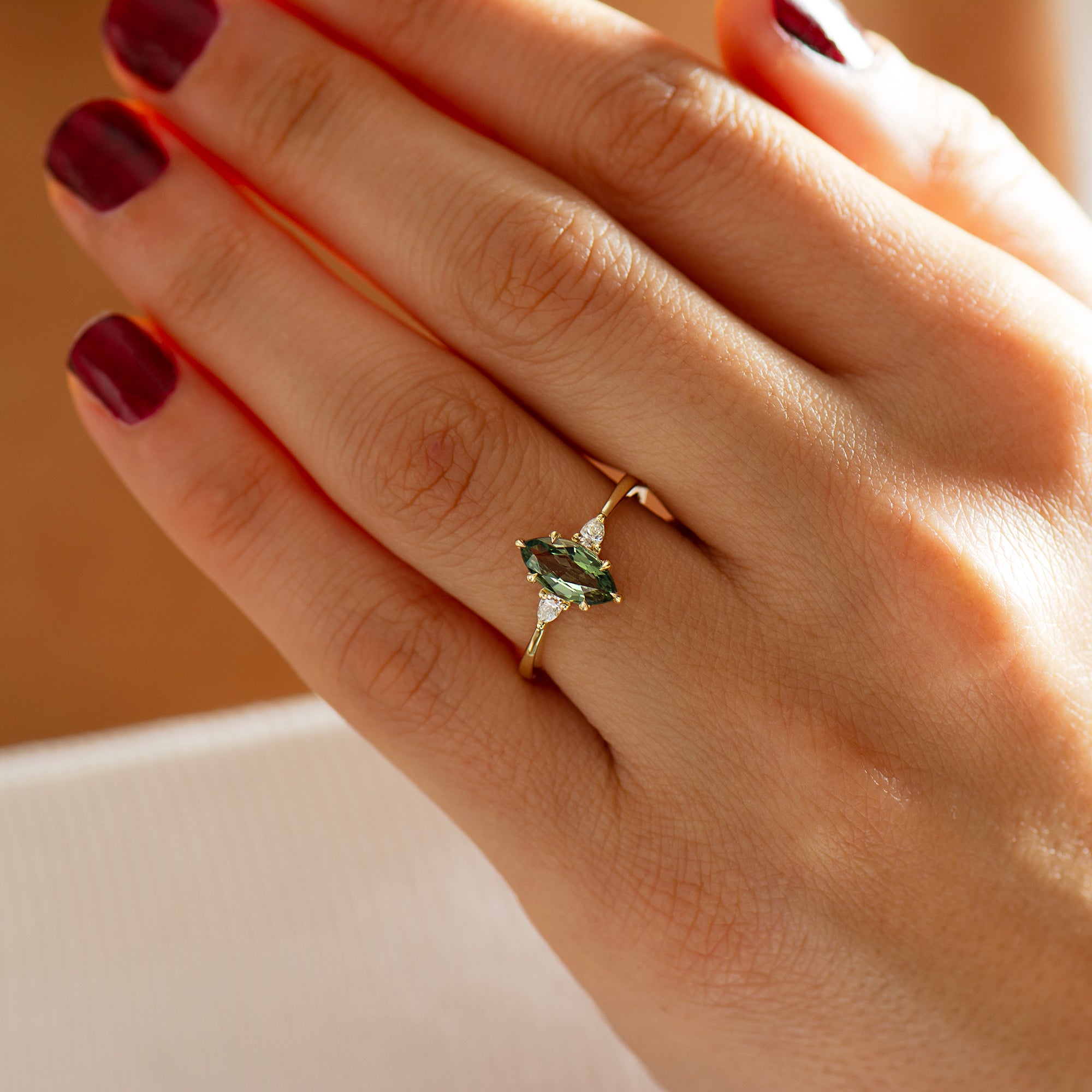 Crown Green Sapphire Ring