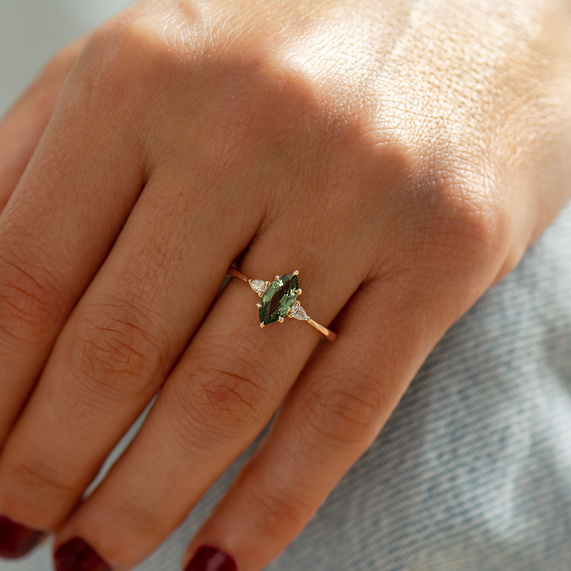 Crown Green Sapphire Ring