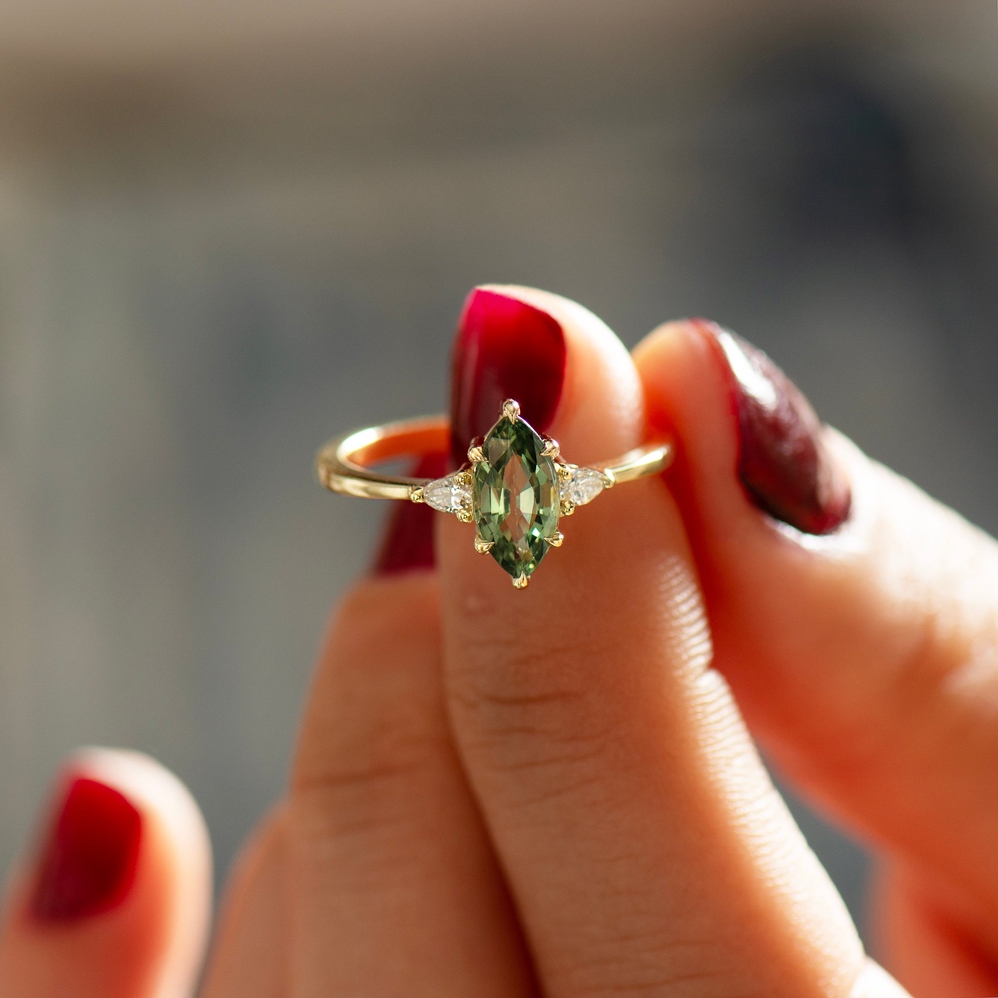 Crown Green Sapphire Ring