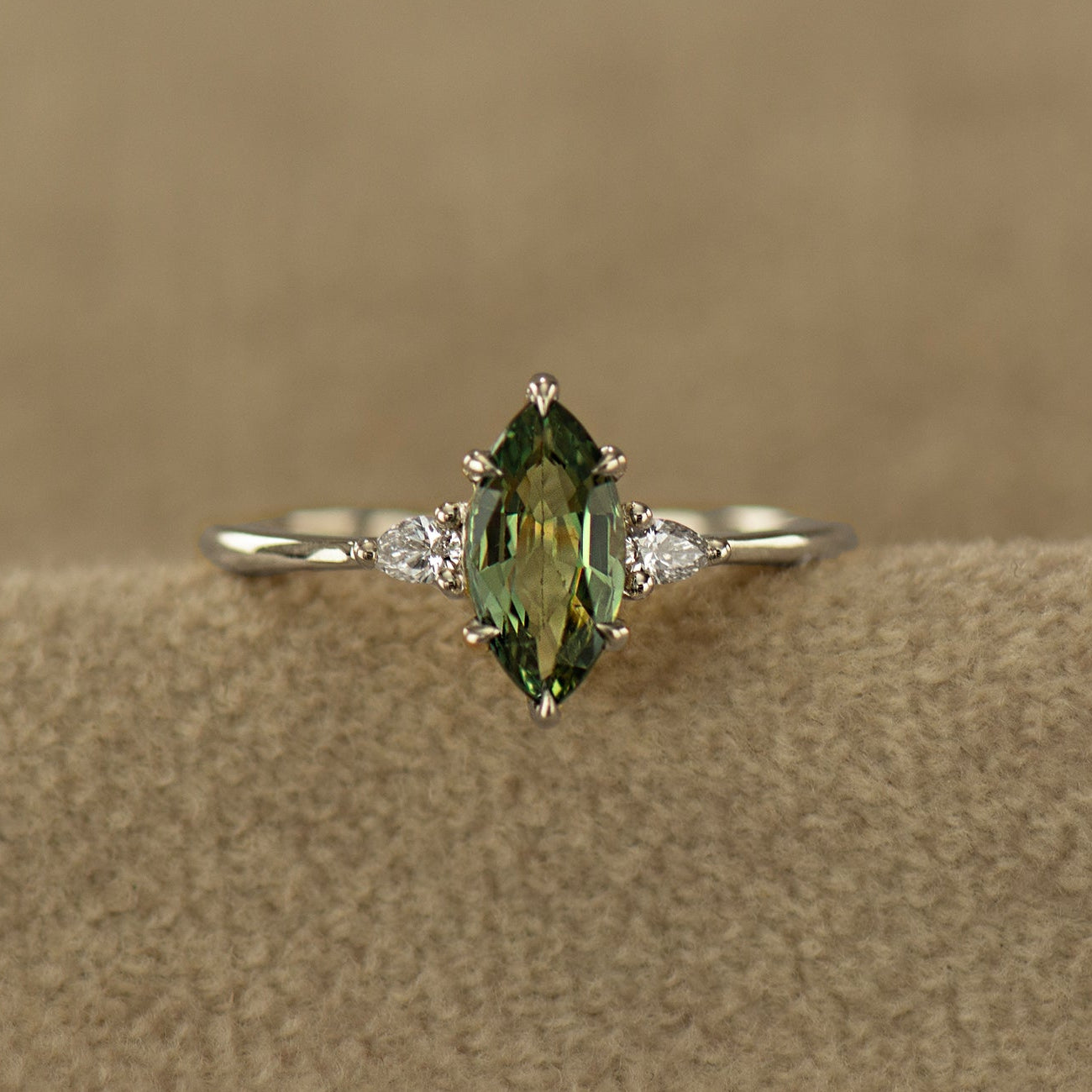 Crown Green Sapphire Ring