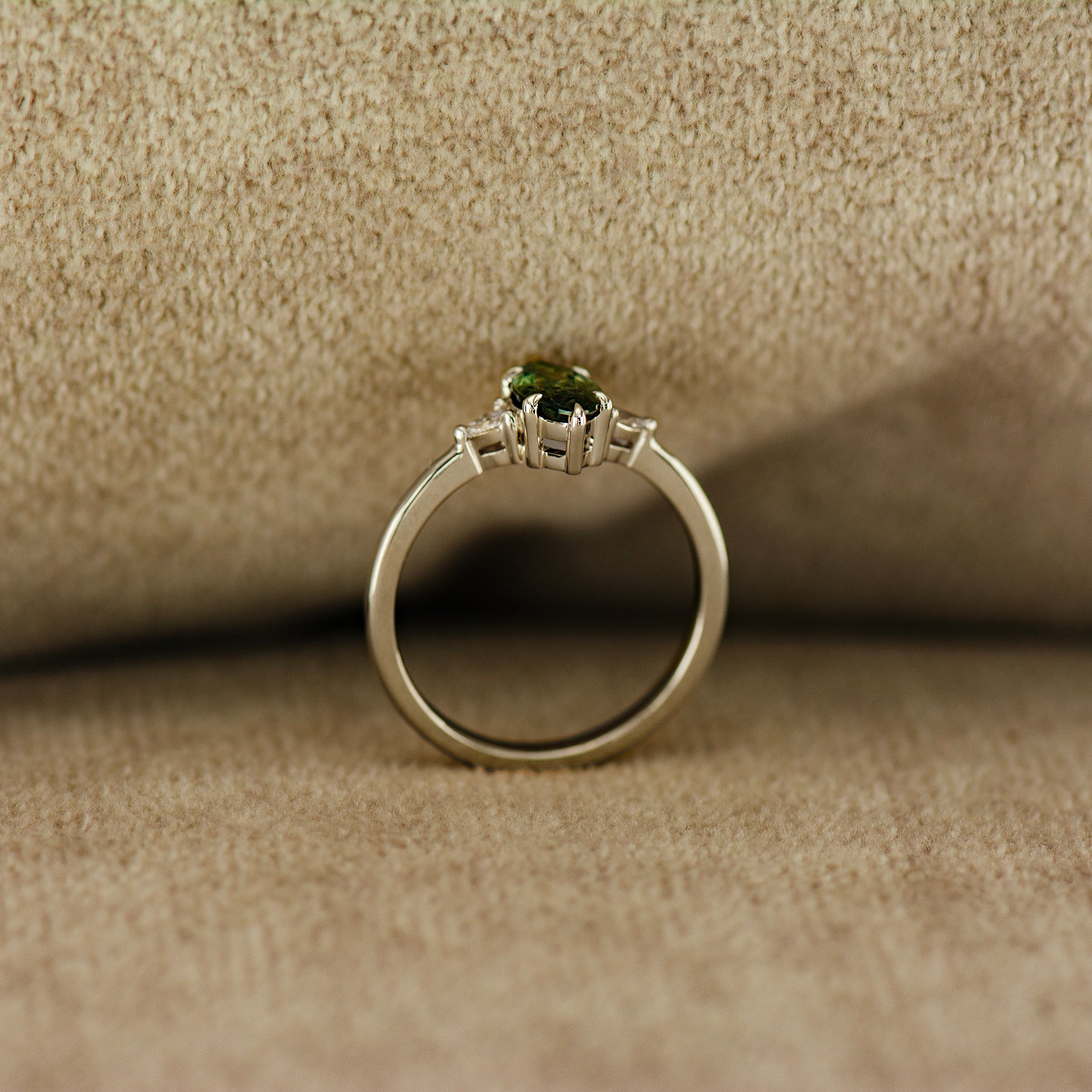 Crown Green Sapphire Ring