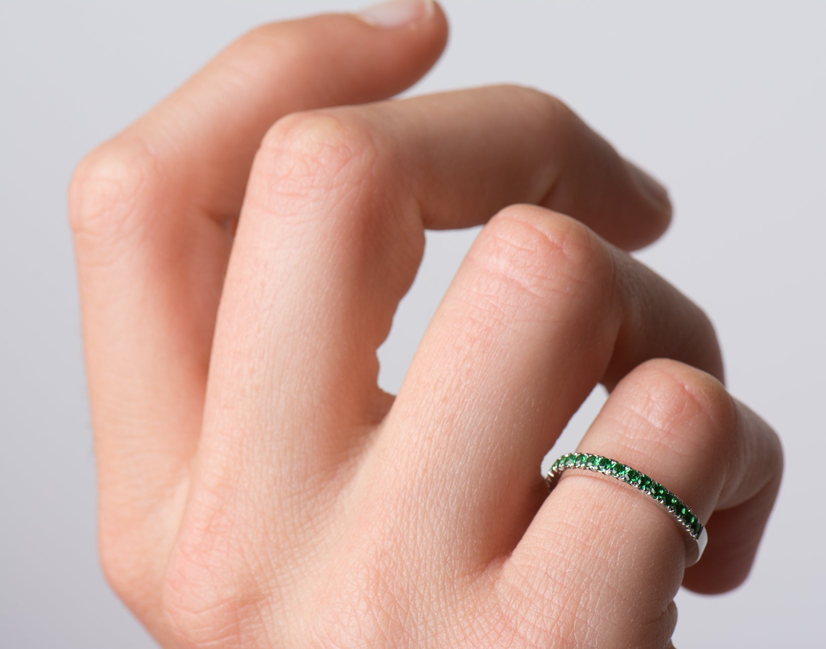 Emerald Half Eternity Ring