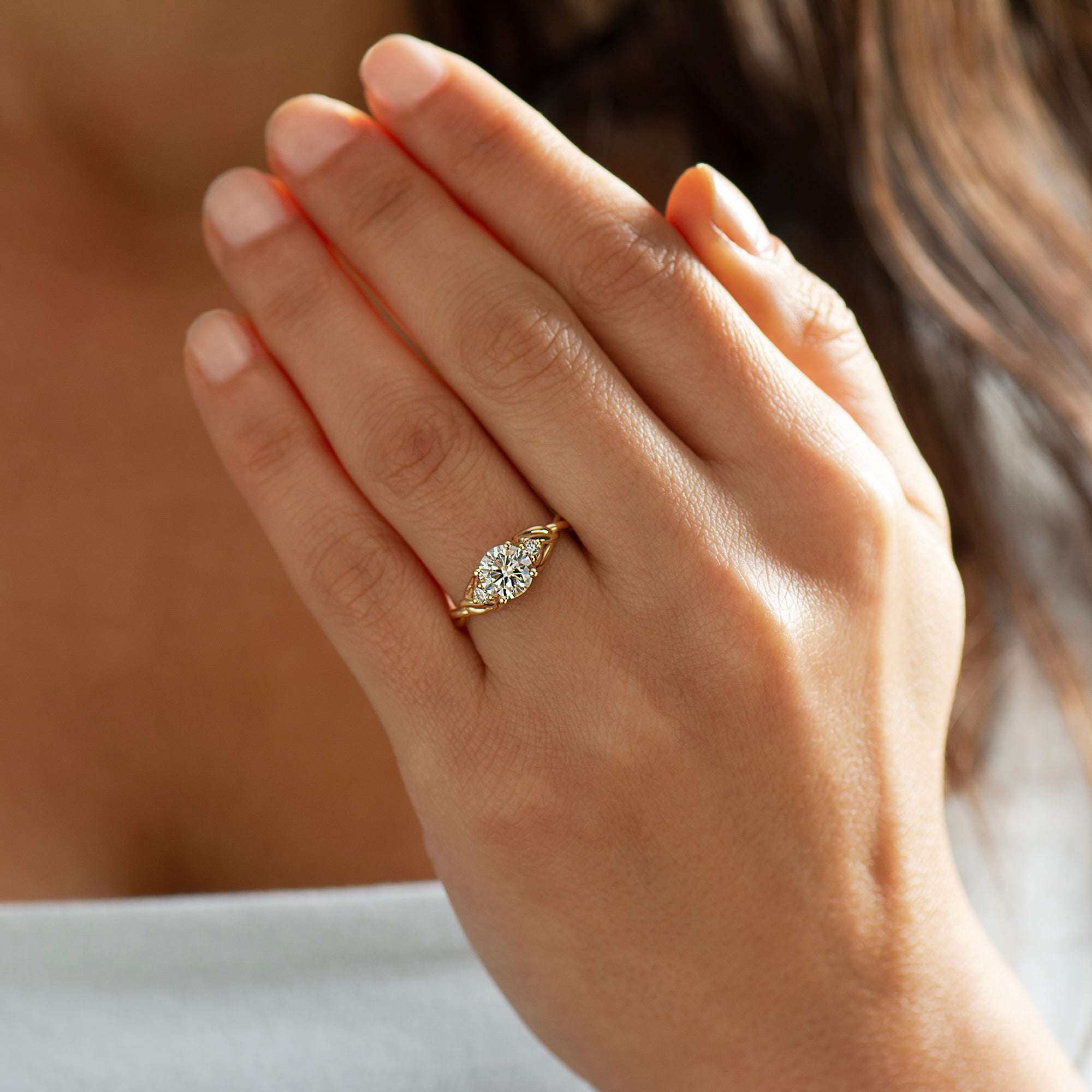 Large Three Stone Celtic Engagement Ring