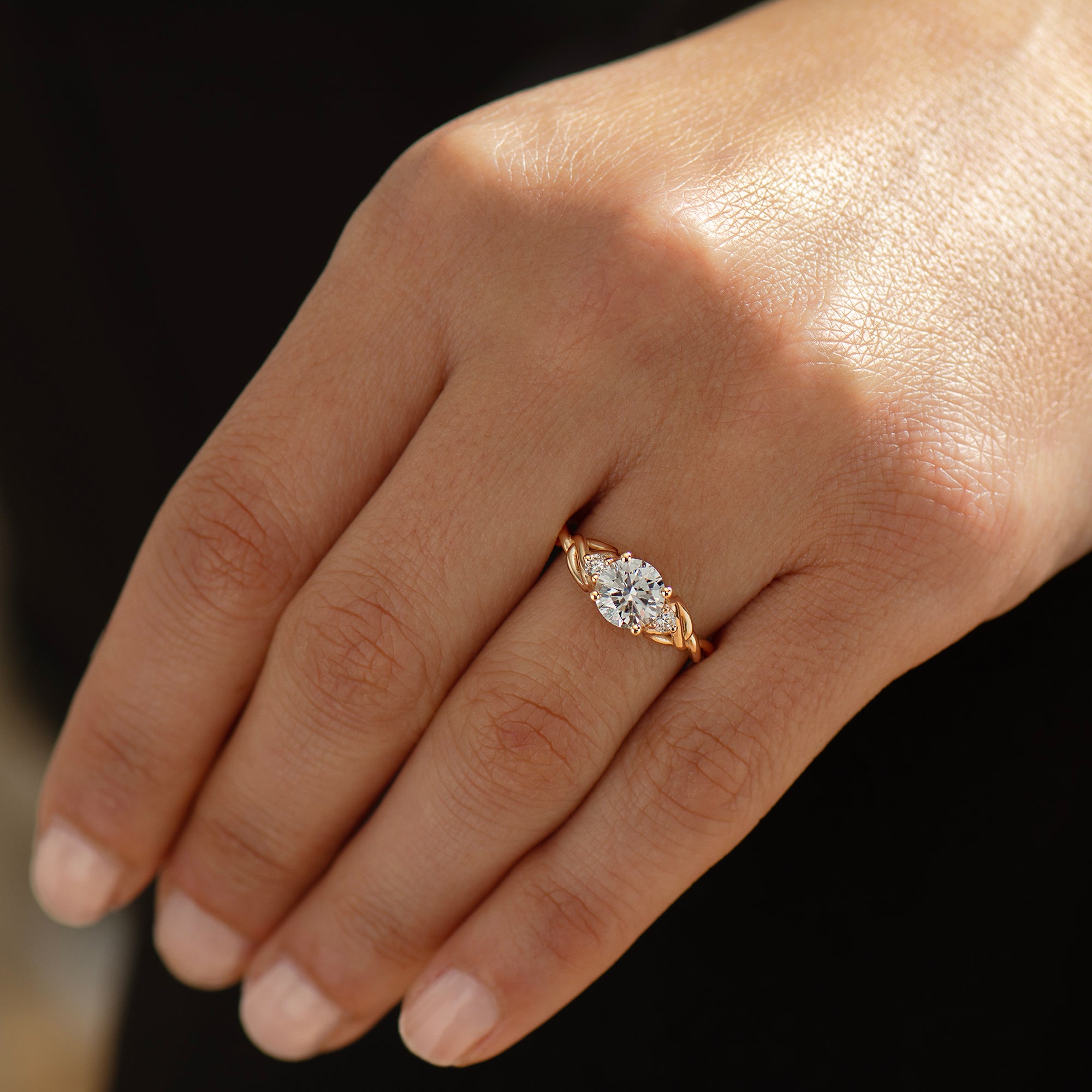 Large Three Stone Celtic Engagement Ring