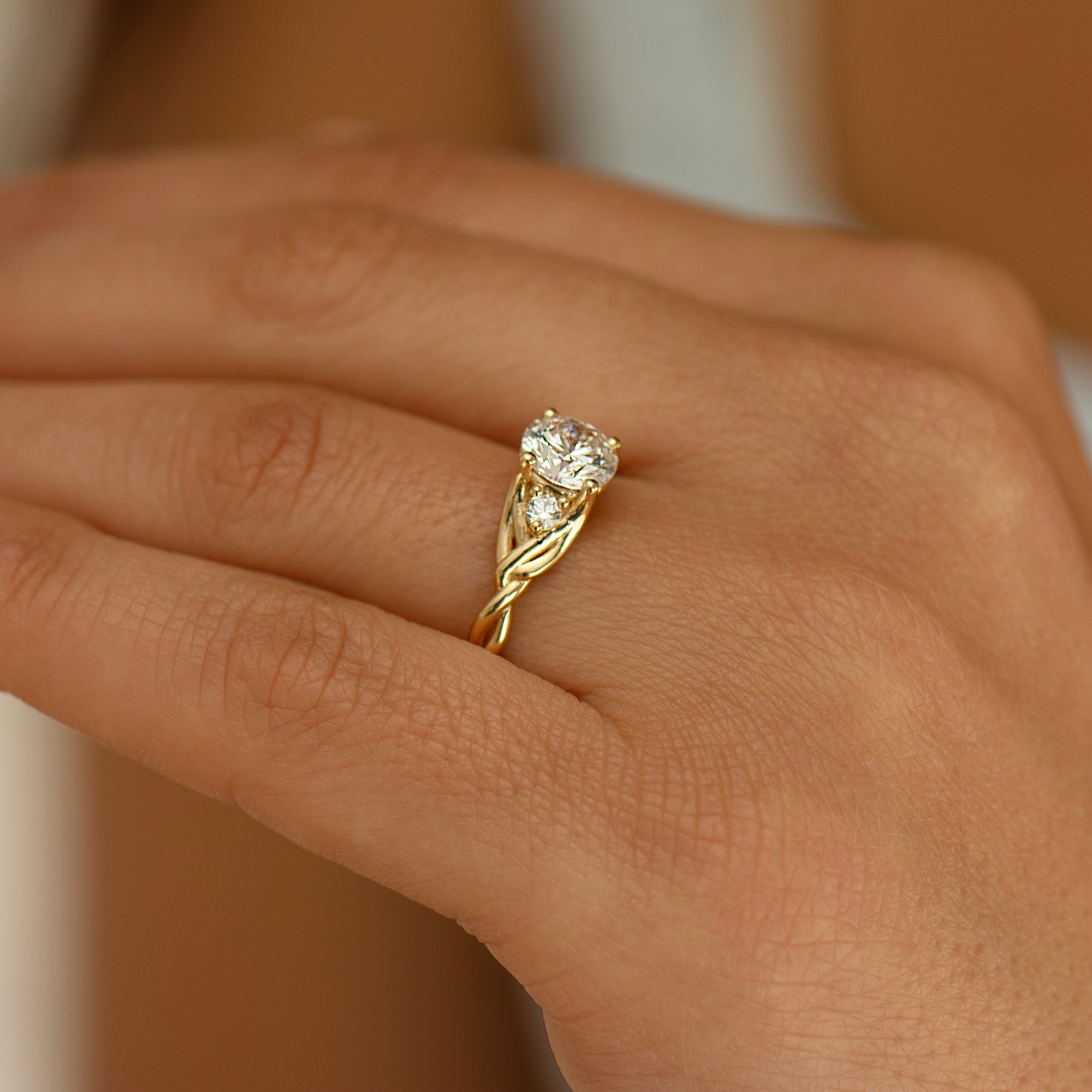 Large Three Stone Celtic Engagement Ring