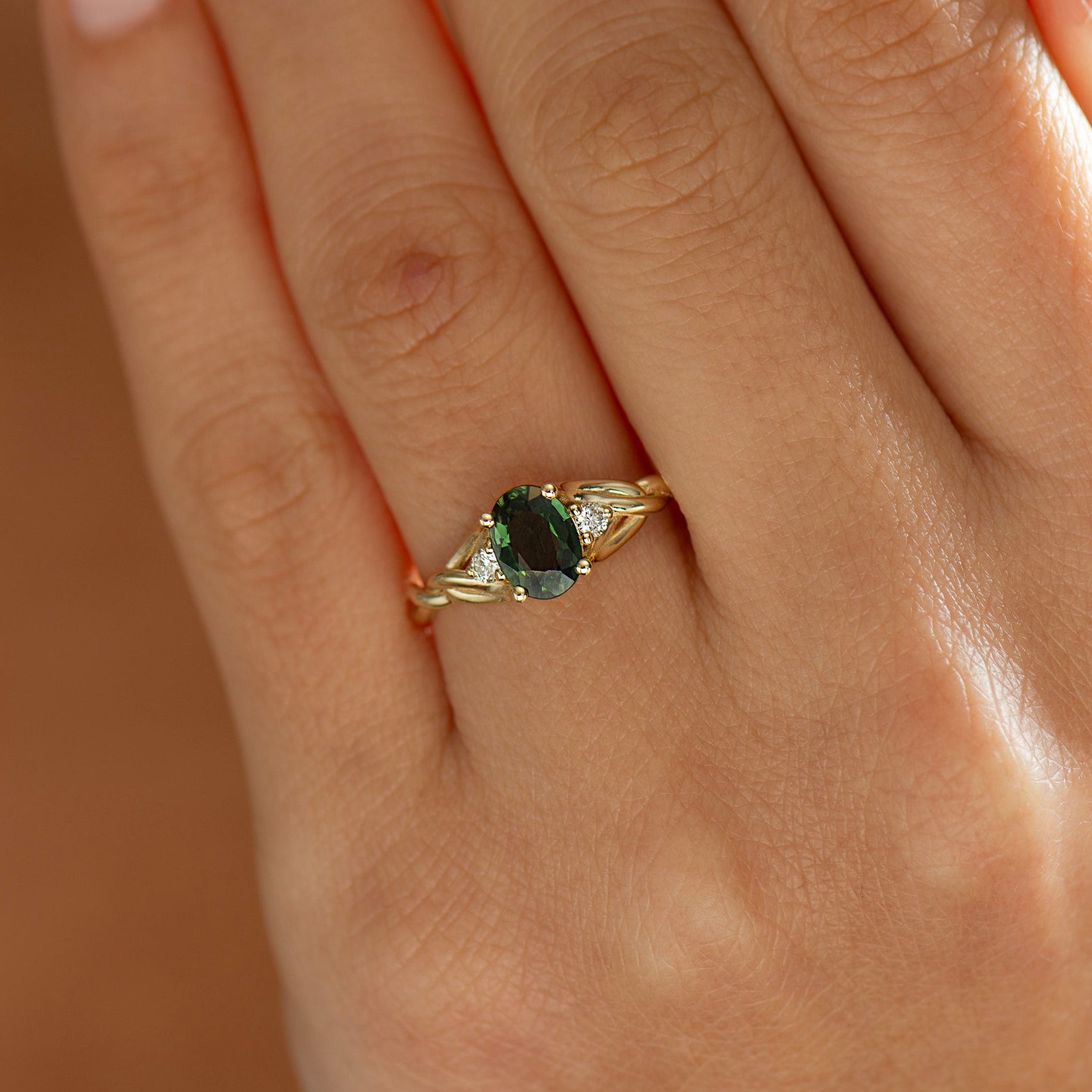 Celtic Three Stone Sapphire Ring