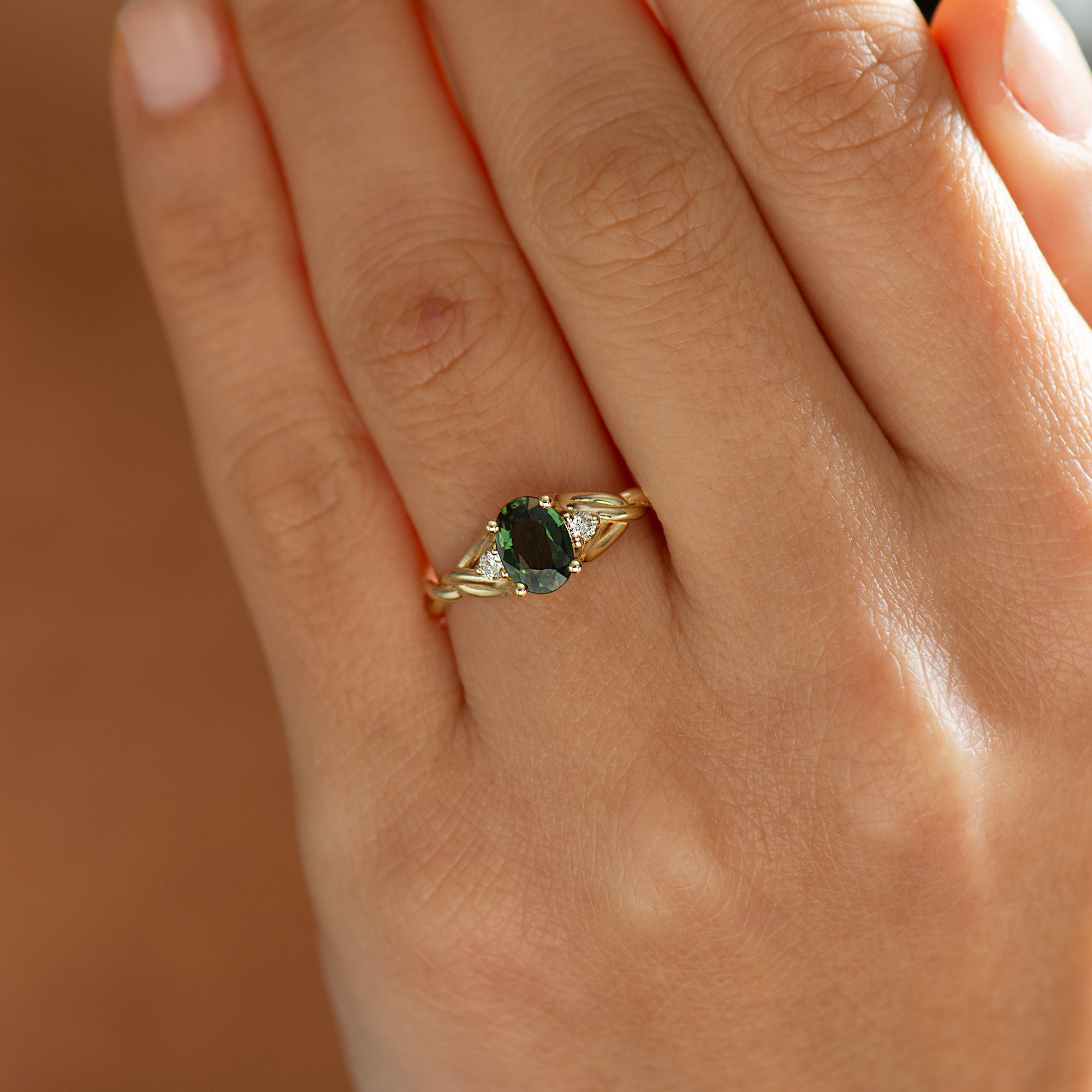 Celtic Three Stone Sapphire Ring