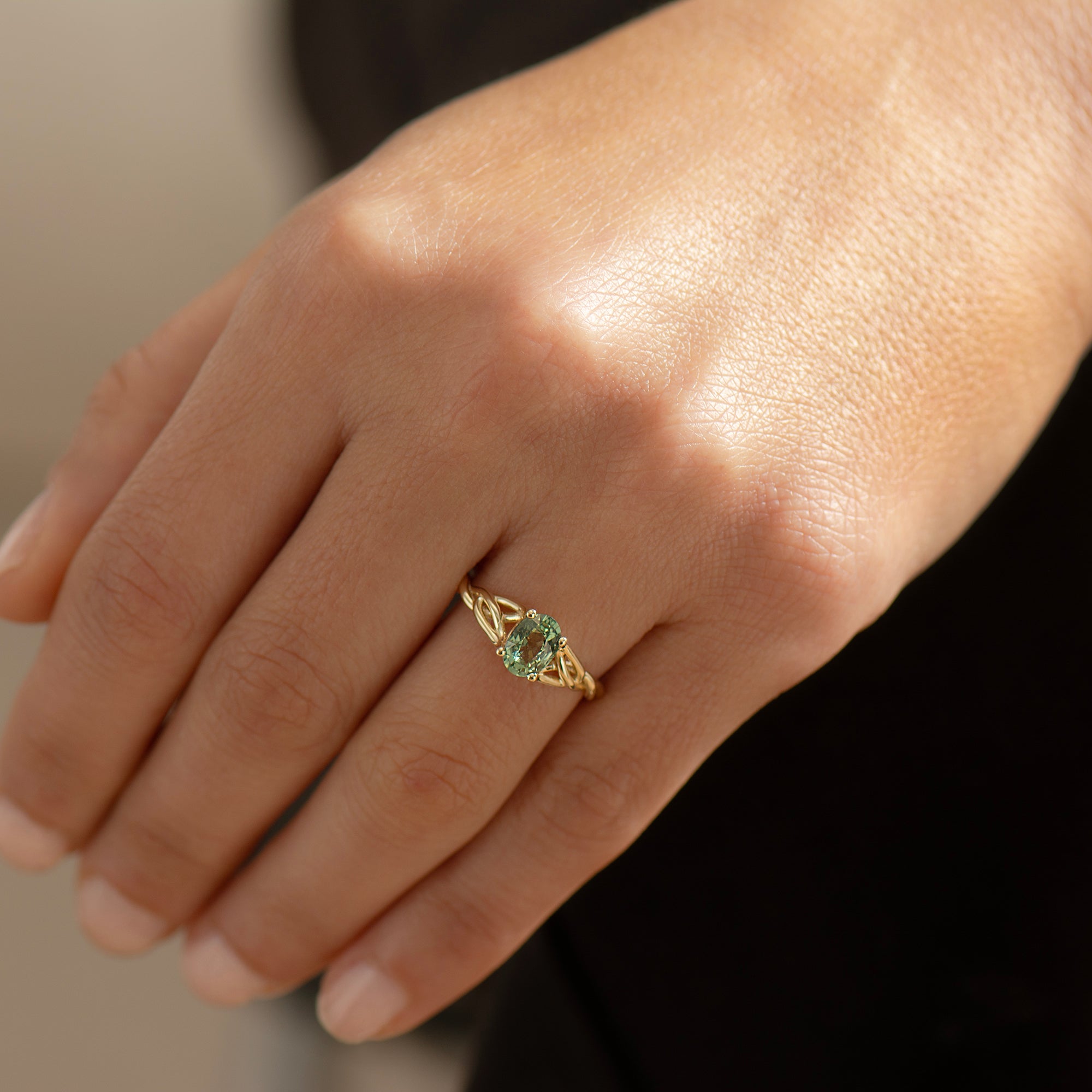 Celtic Green Sapphire Ring