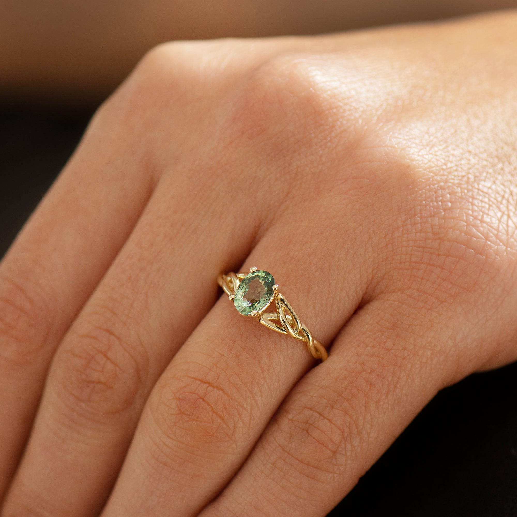 Celtic Green Sapphire Ring
