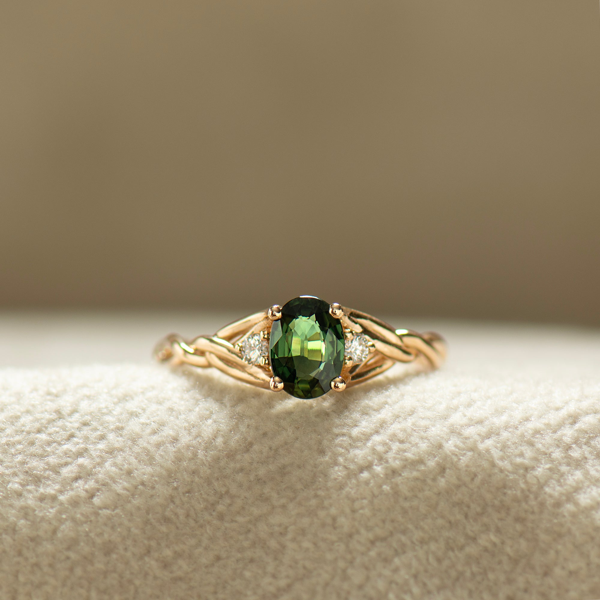 Celtic Three Stone Sapphire Ring