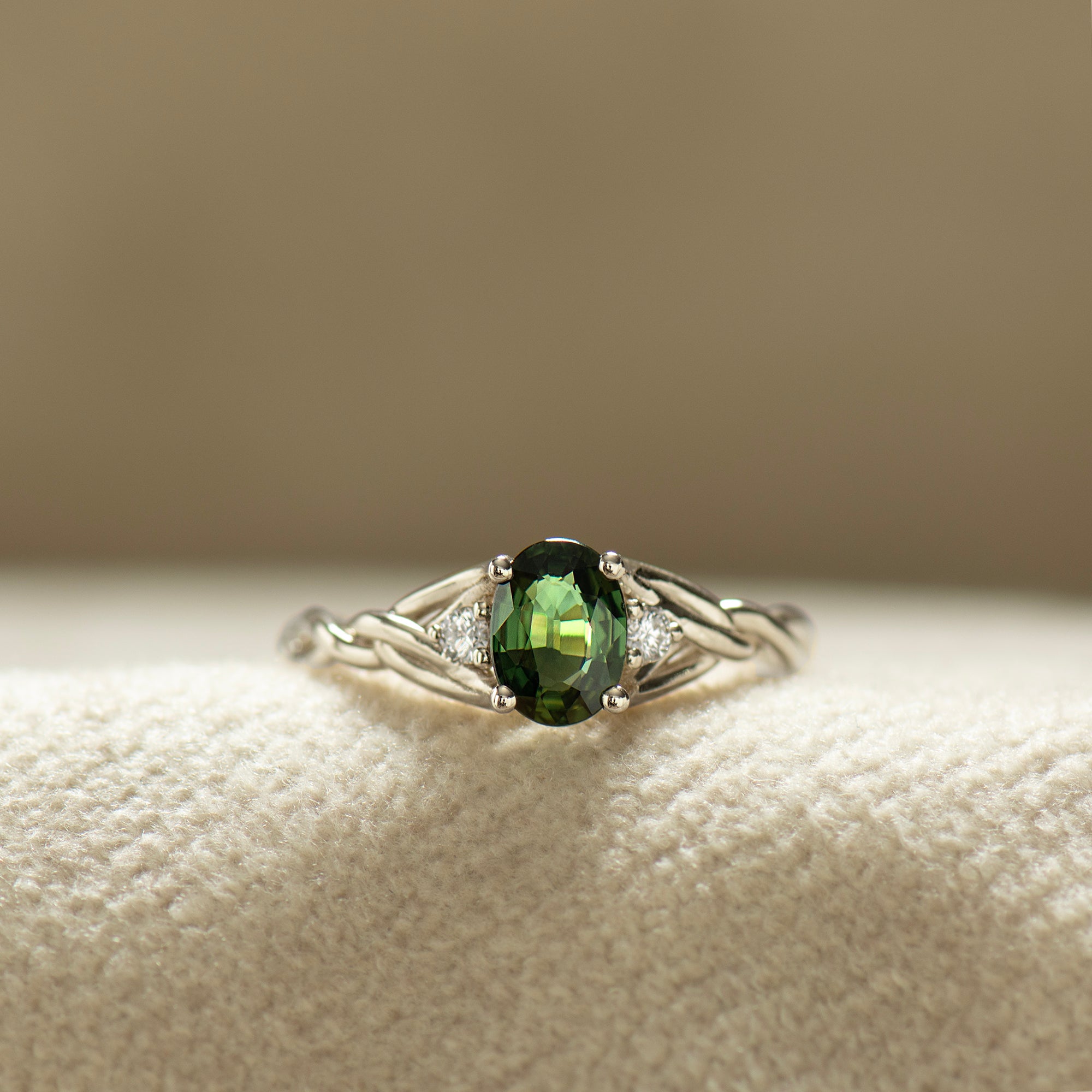 Celtic Three Stone Sapphire Ring