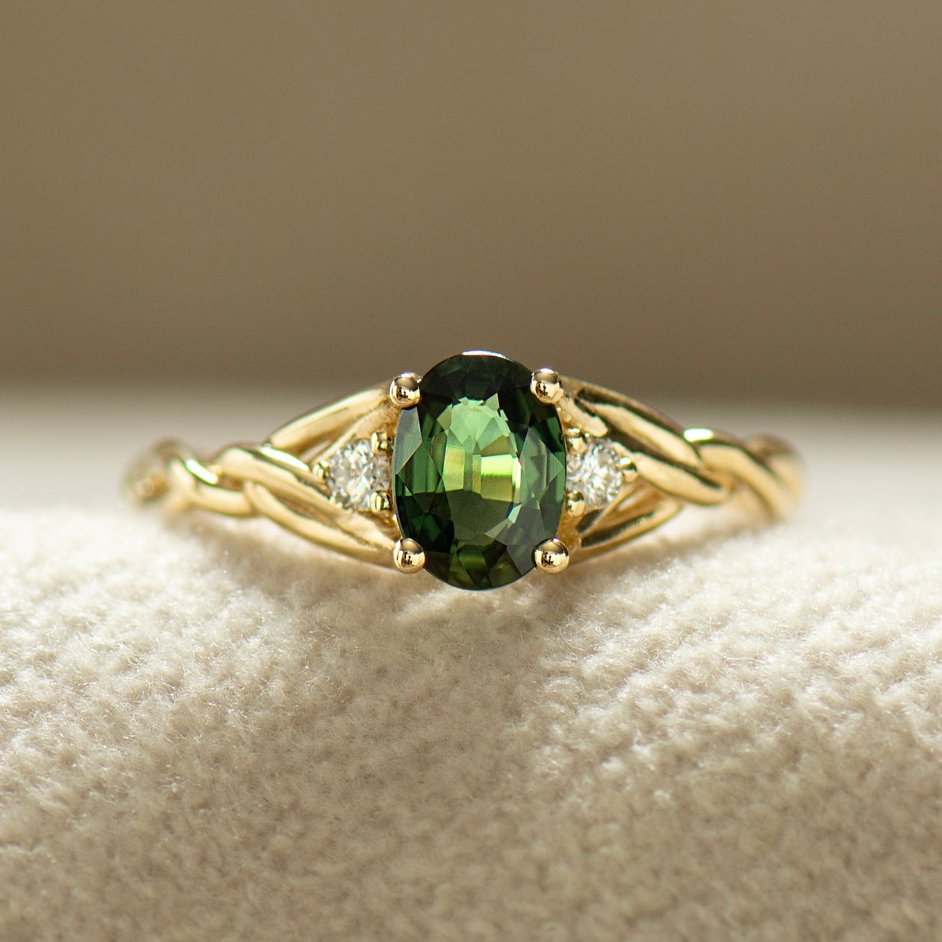 Celtic Three Stone Sapphire Ring