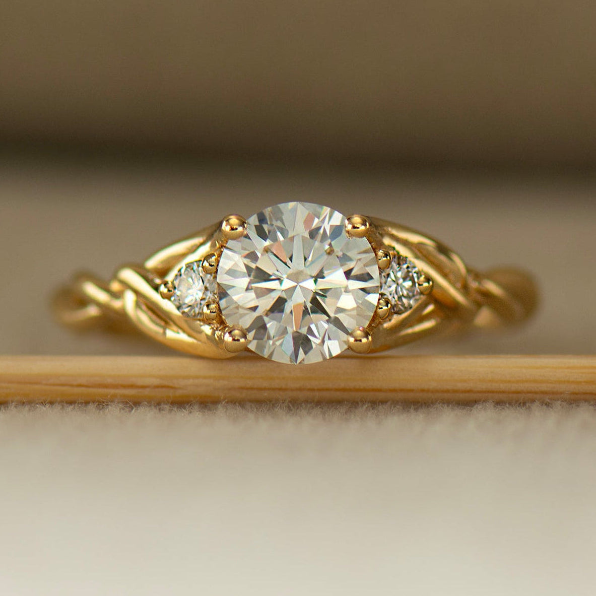 Large Three Stone Celtic Engagement Ring