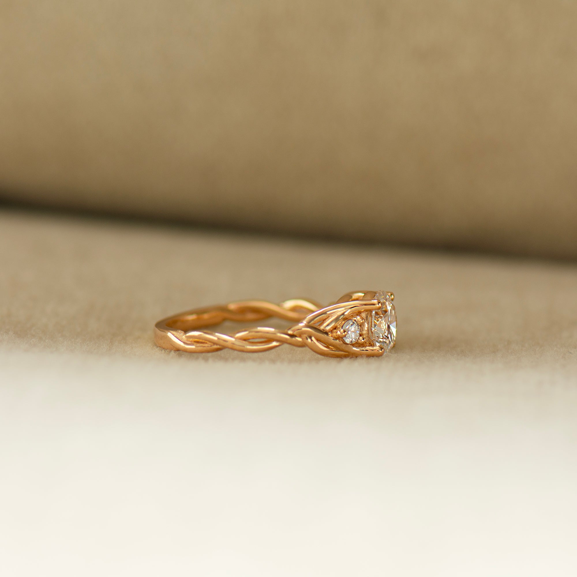 Large Three Stone Celtic Engagement Ring