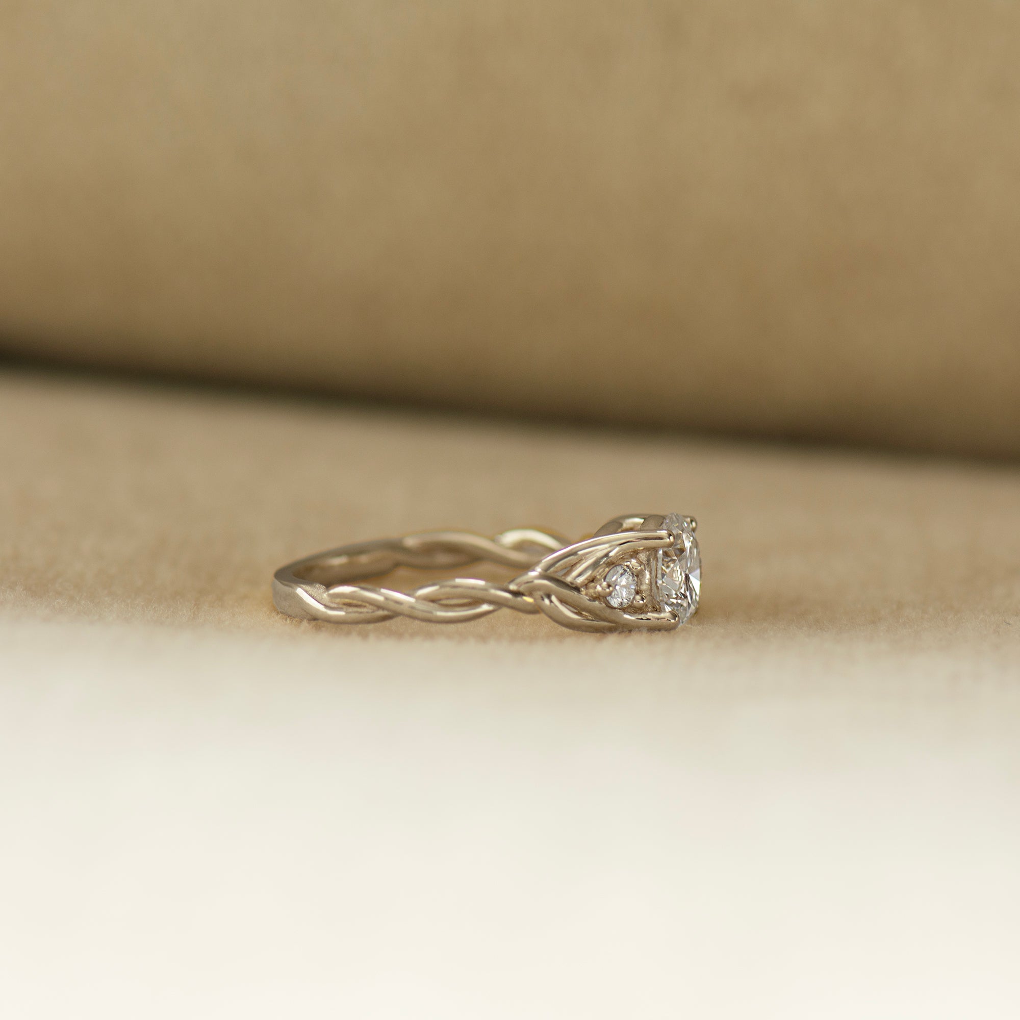 Large Three Stone Celtic Engagement Ring