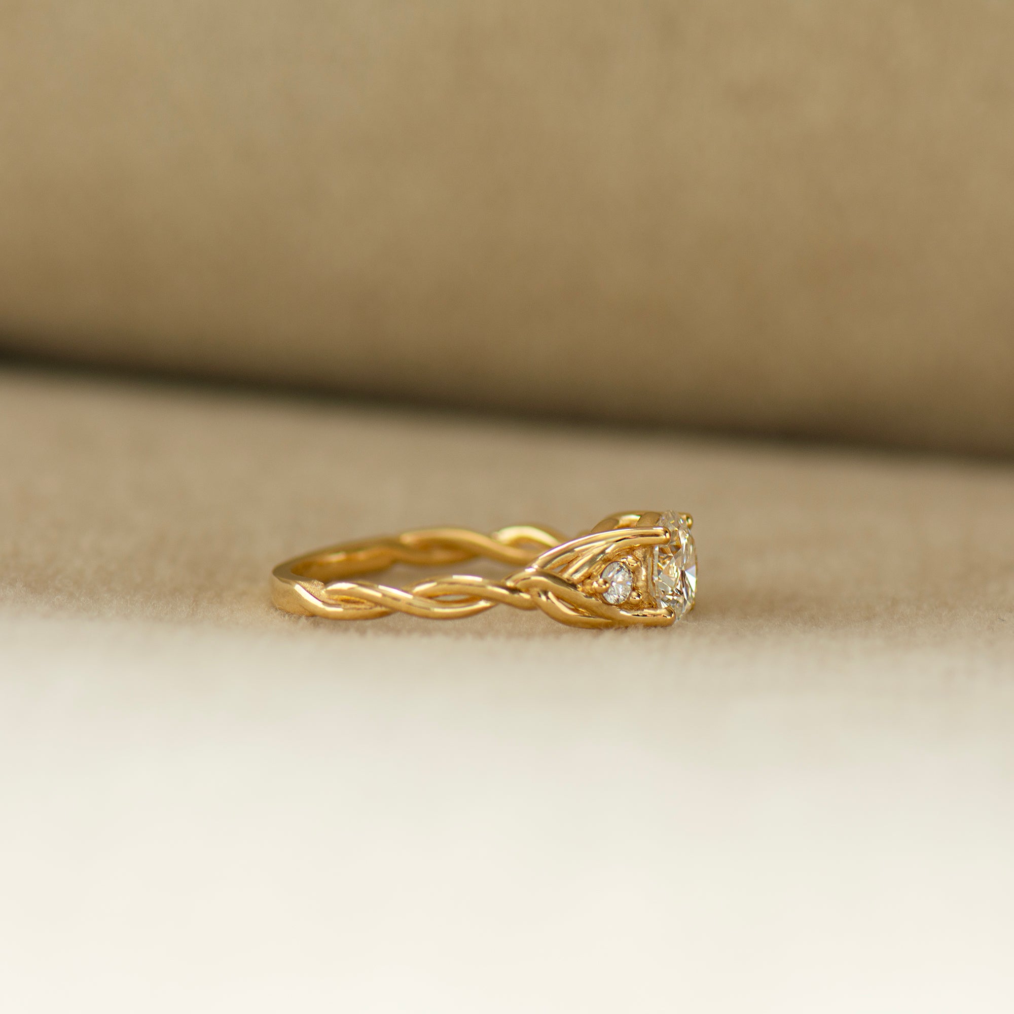 Large Three Stone Celtic Engagement Ring