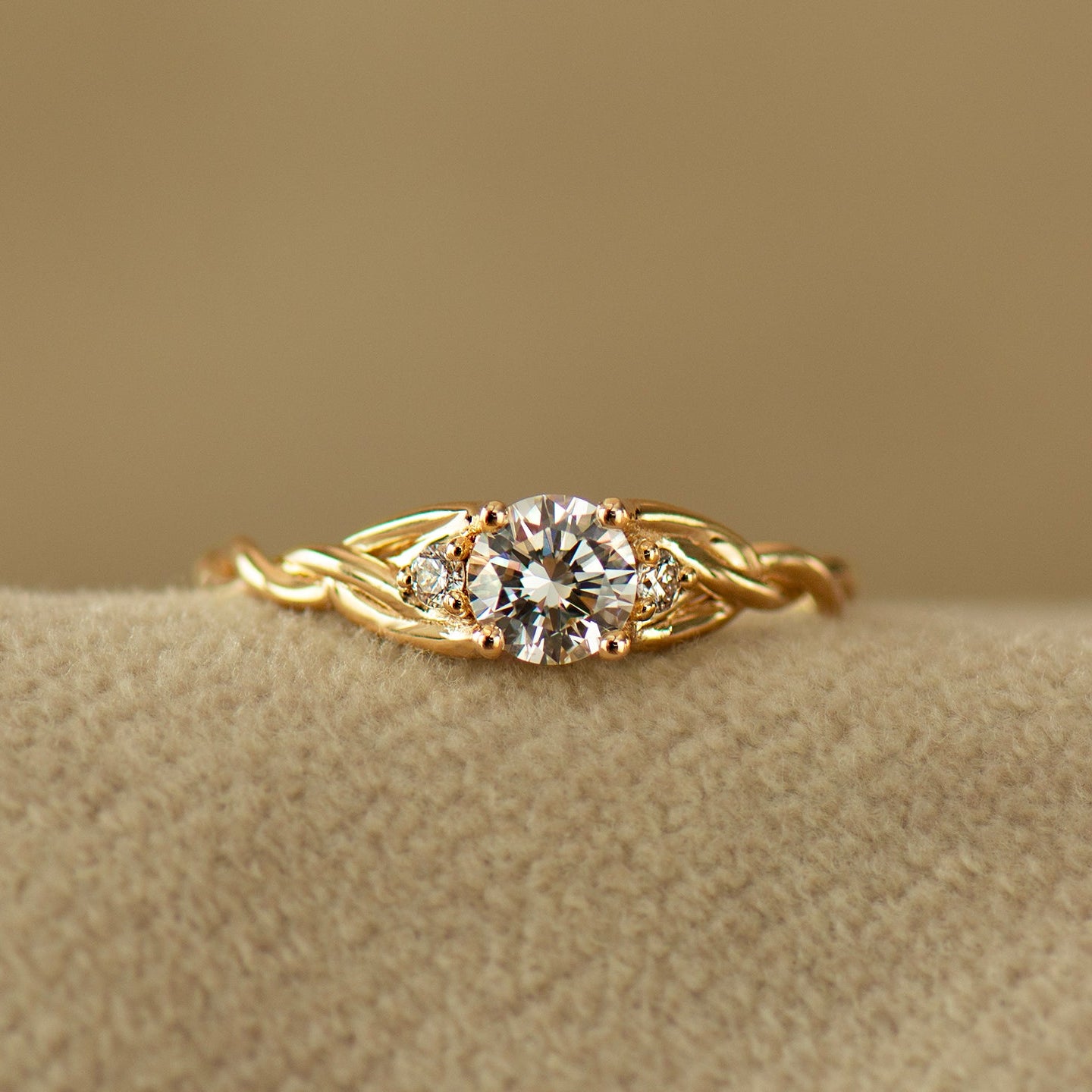 Three Stone Celtic Engagement Ring