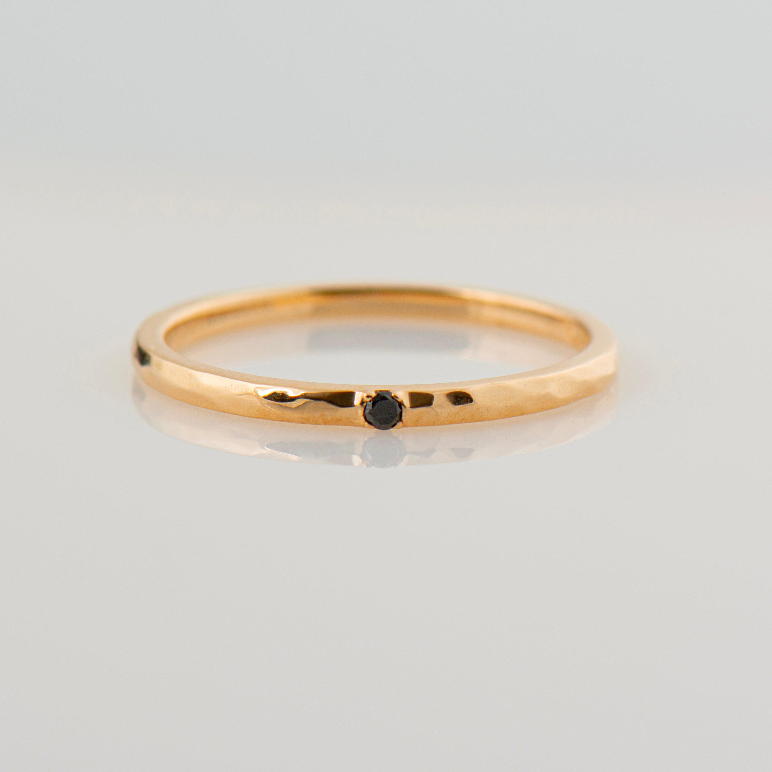 1.5 mm Hammered Single Black Diamond Ring