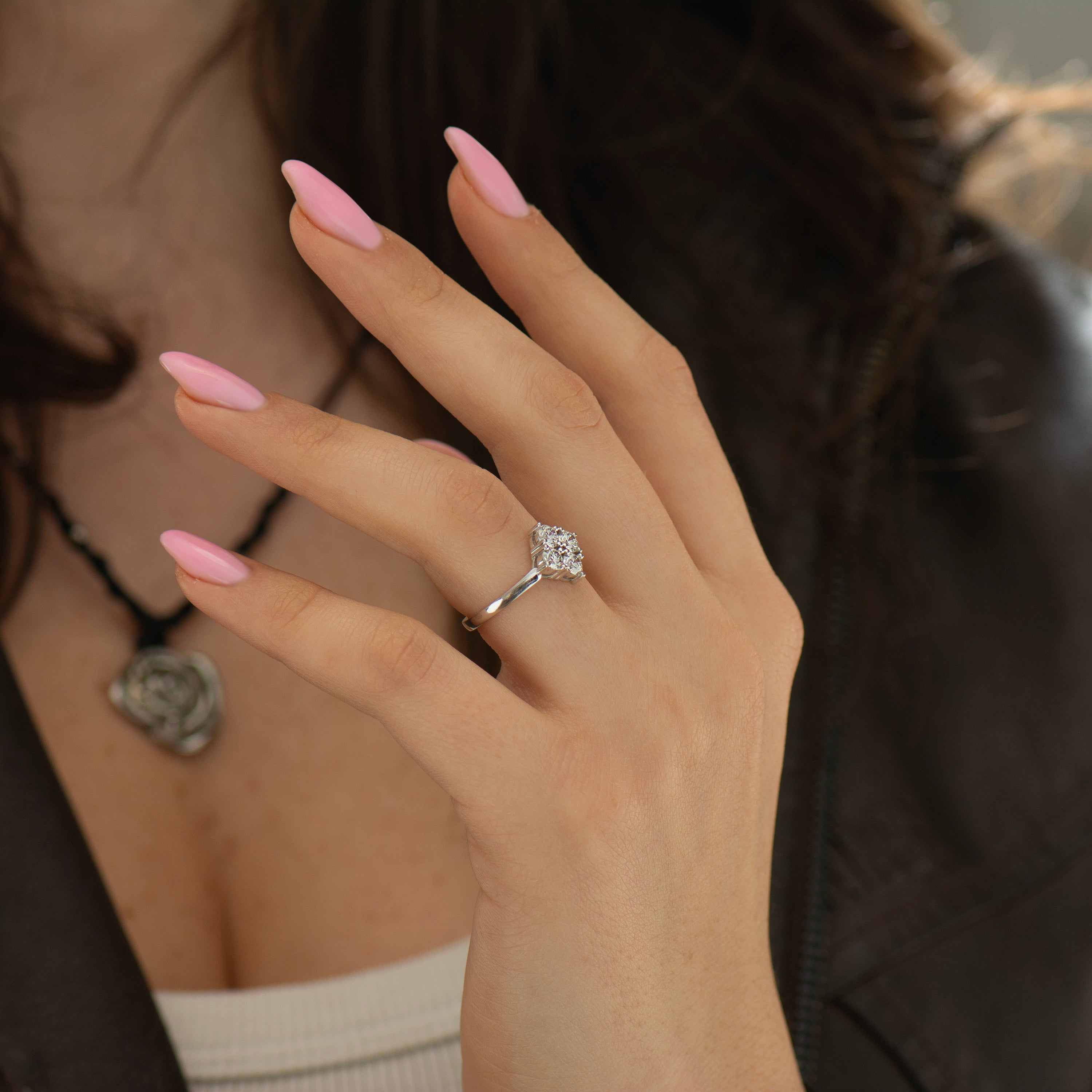 Diamond Cluster Engagement Ring
