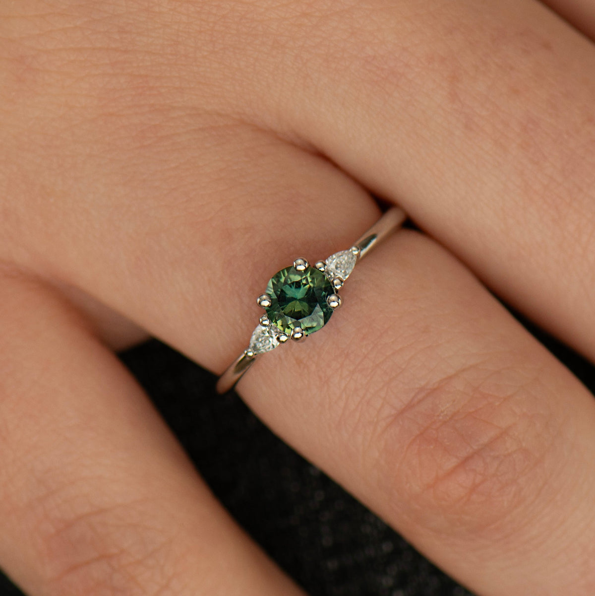 Diamond Cut Green Sapphire Ring